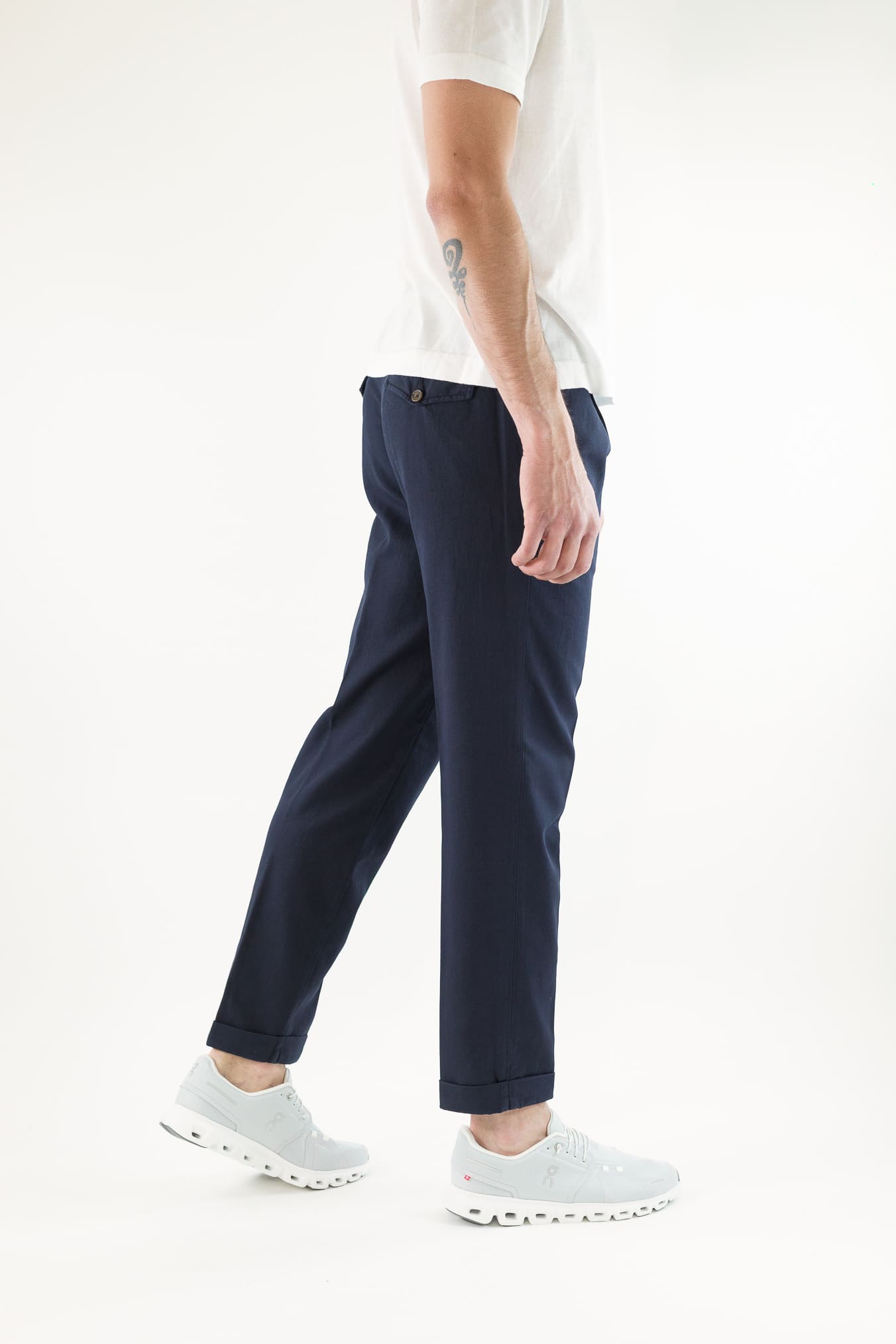 MYTHS Pantaloni Ice Cotton Pinces Blu Navy