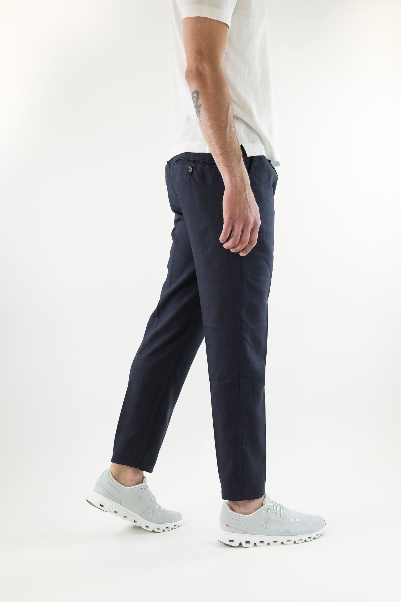 MYTHS Pantaloni Vintage Lana Lino Pinces Blu