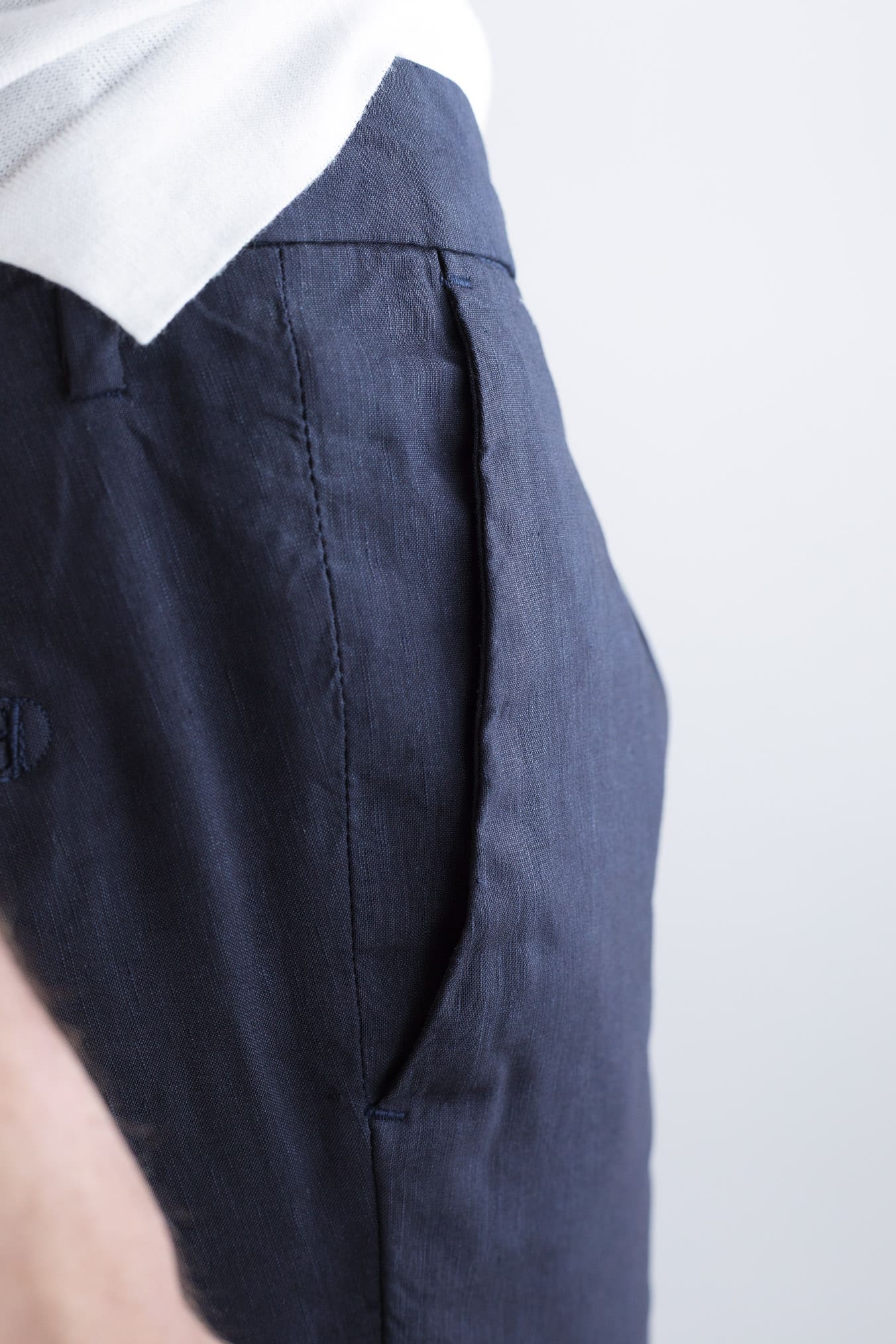 MYTHS Pantaloni Vintage Lana Lino Pinces Blu