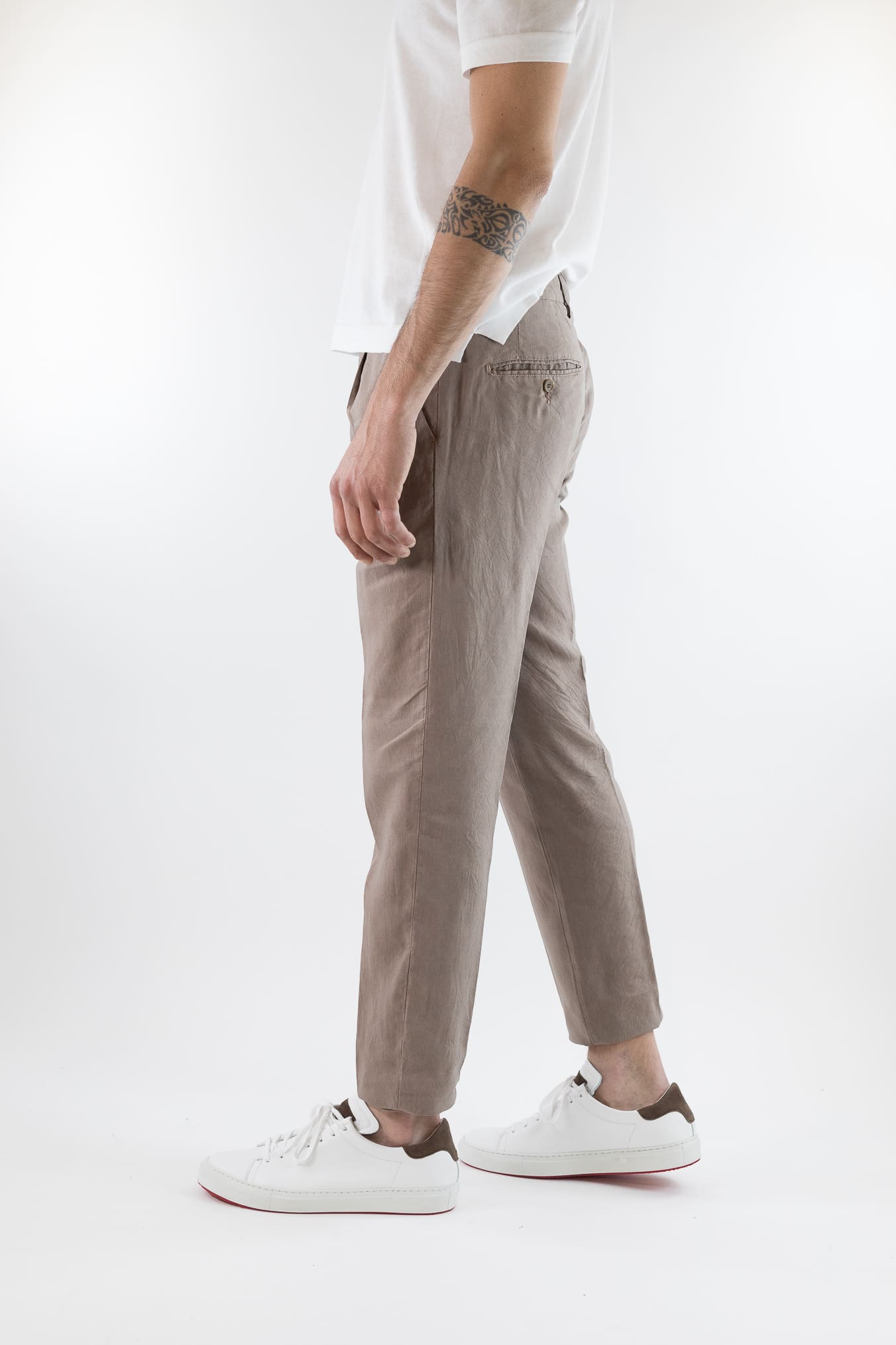 MYTHS Pantaloni Vintage Lana Lino Pinces Beige