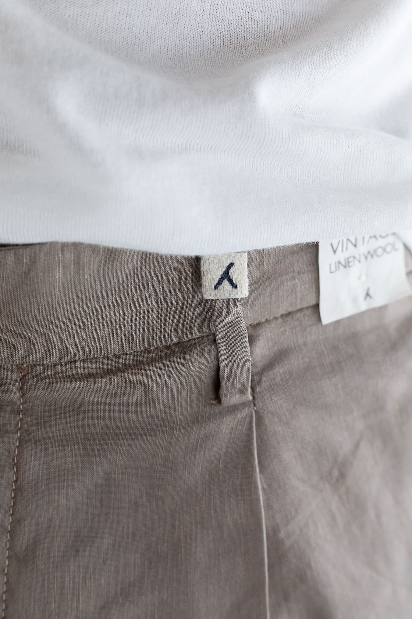 MYTHS Pantaloni Vintage Lana Lino Pinces Beige