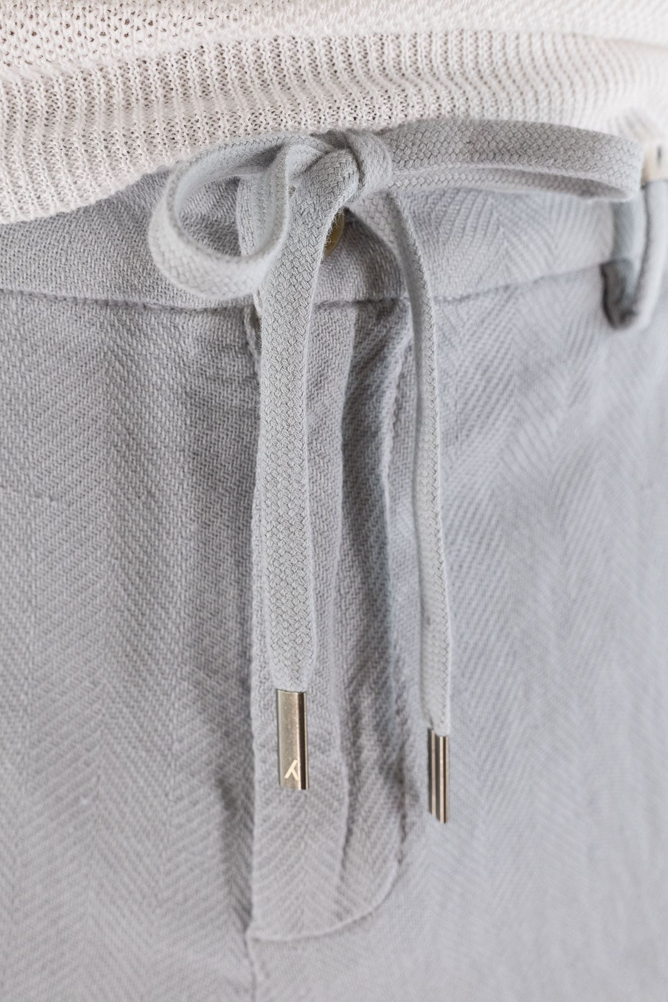 MYTHS Pantaloni Spigati Cotone Lino Ghiaccio