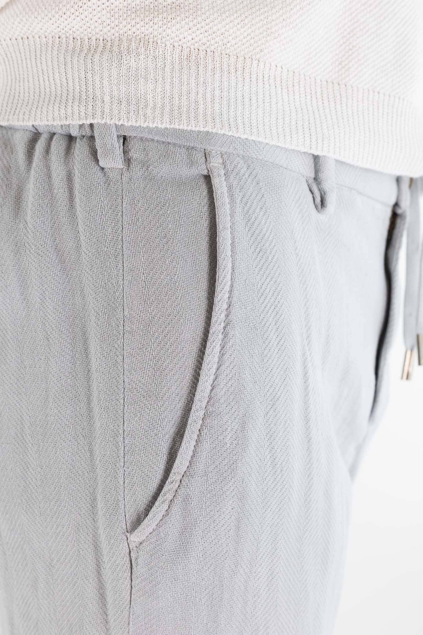 MYTHS Pantaloni Spigati Cotone Lino Ghiaccio
