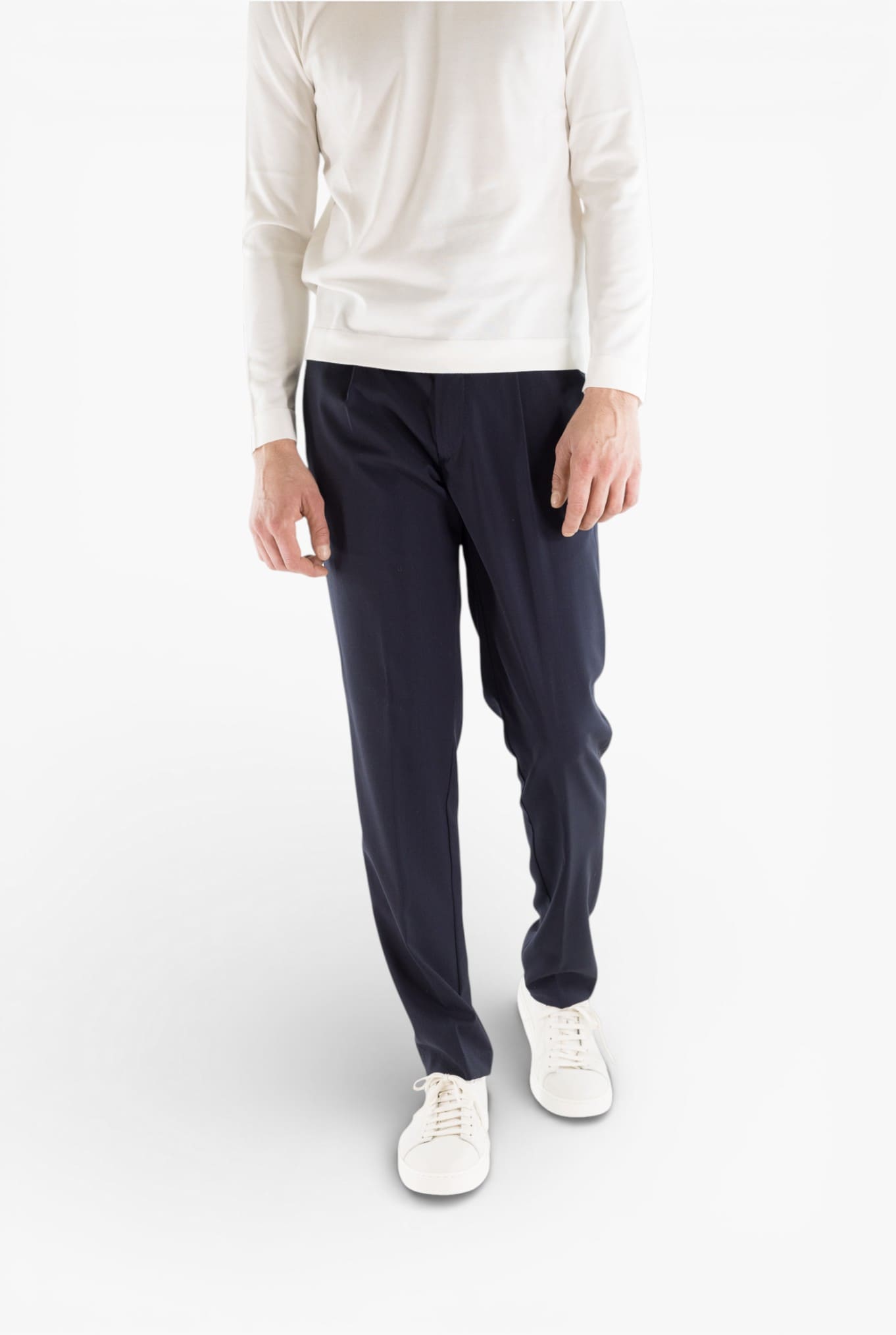 MYTHS Pantaloni Fresco Lana Pinces Blu Scuro