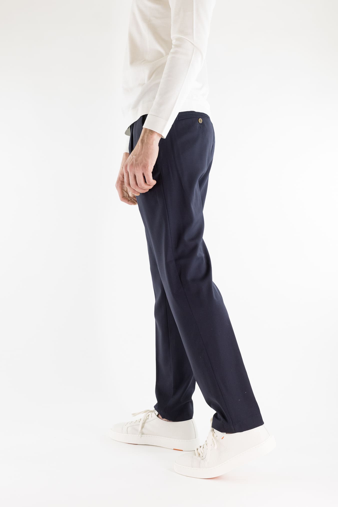 MYTHS Pantaloni Fresco Lana Pinces Blu Scuro