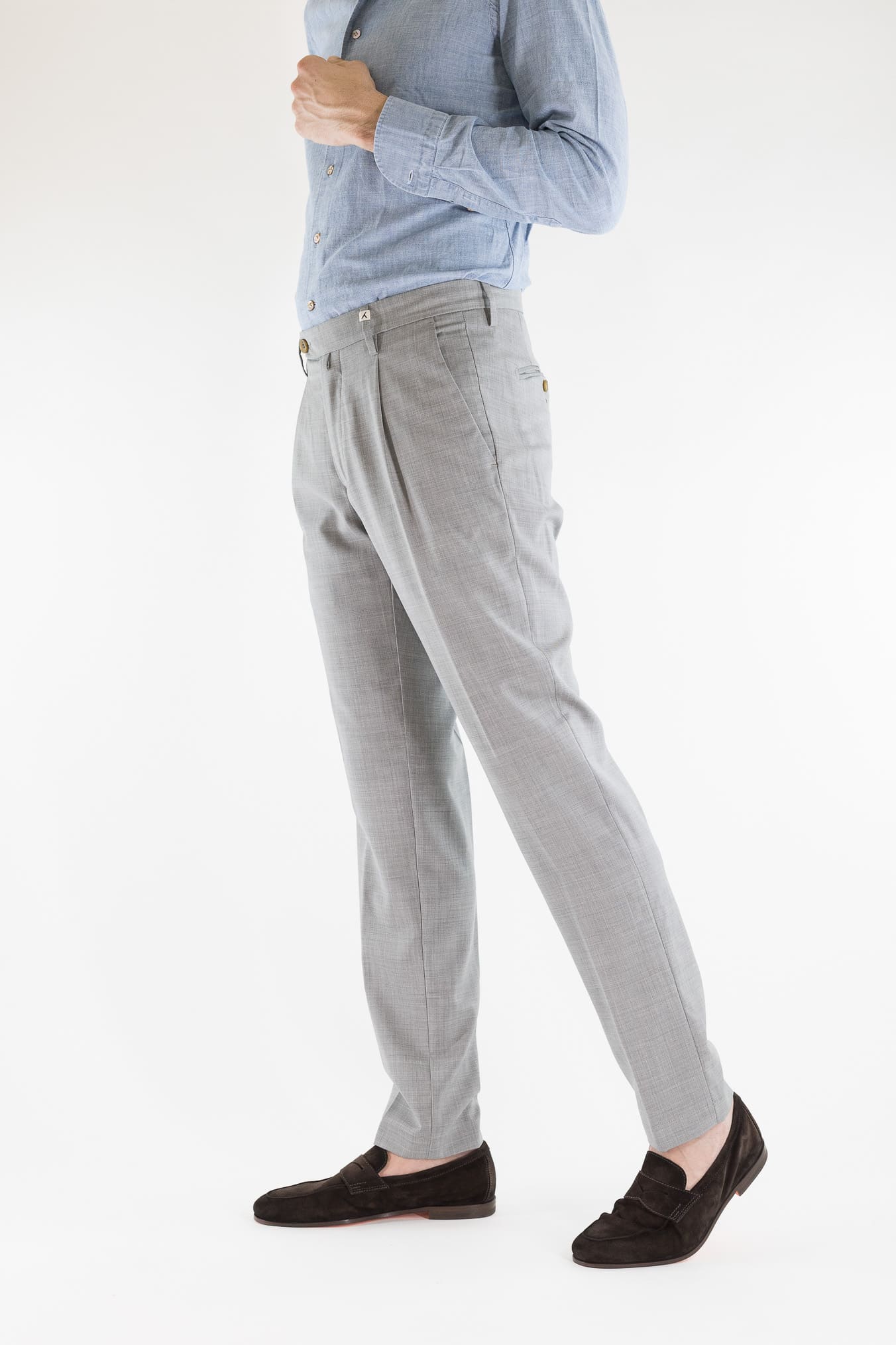 MYTHS Pantaloni Fresco Lana Pinces Grigio Medio