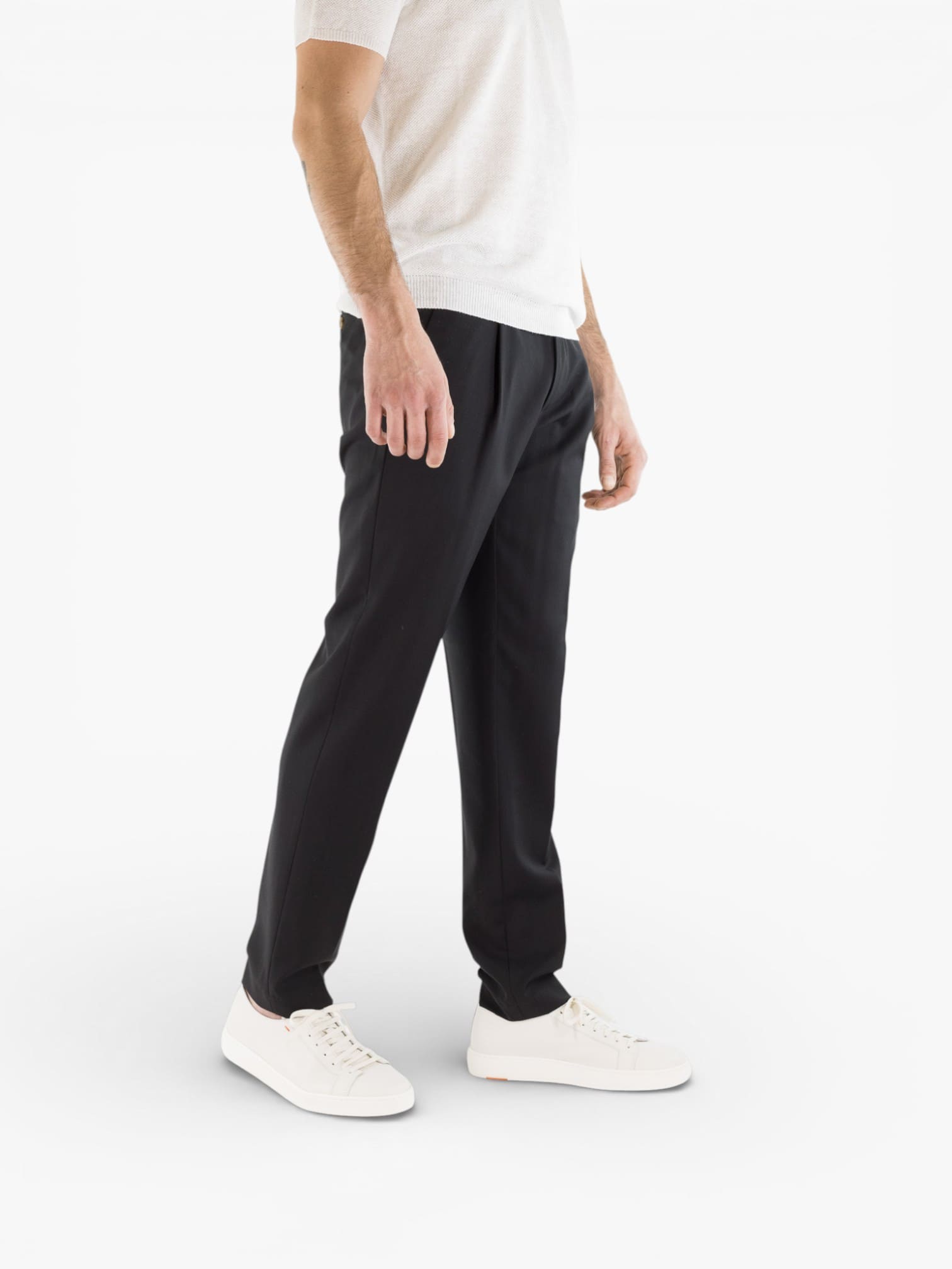 MYTHS Pantaloni Fresco Lana Pinces Nero