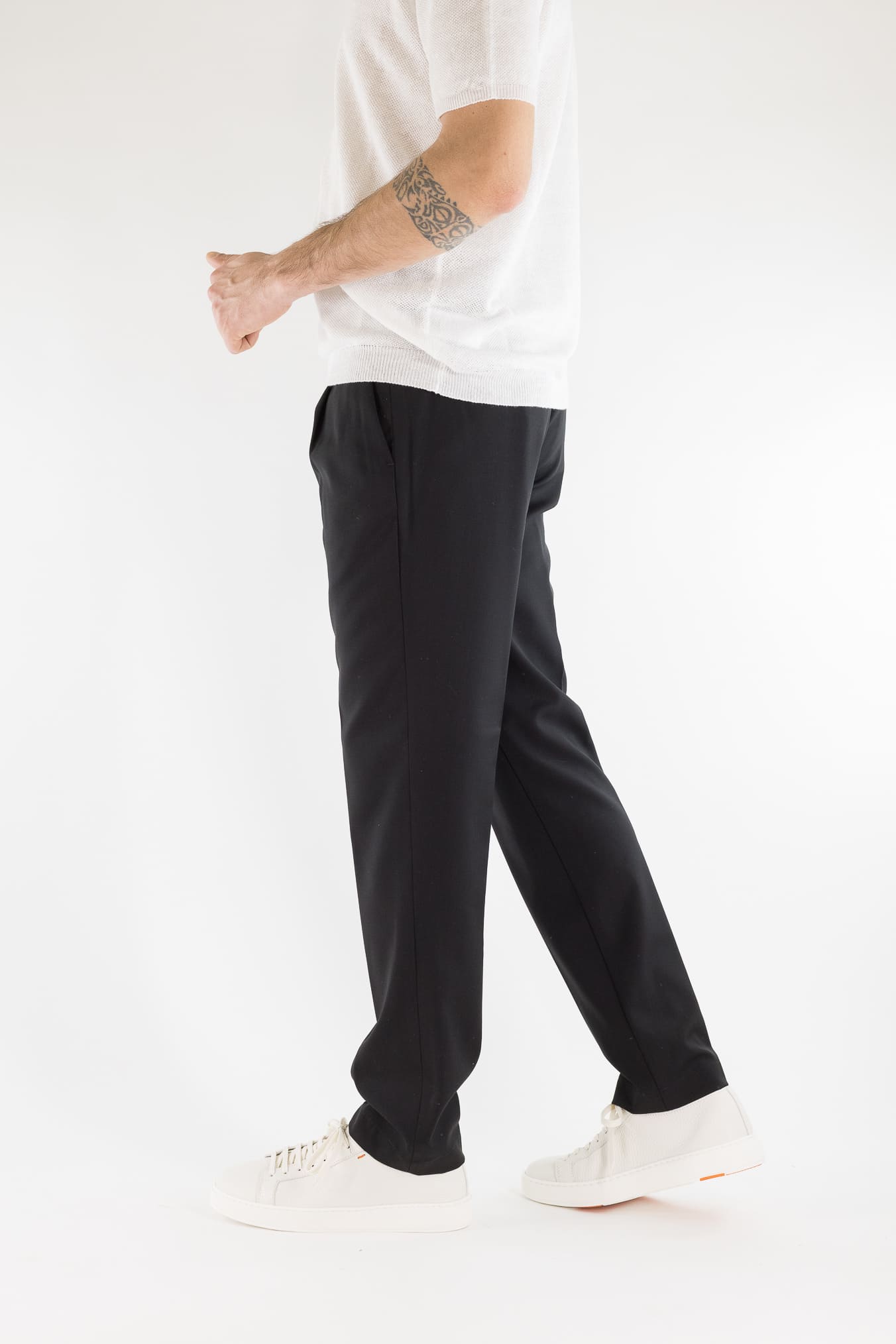 MYTHS Pantaloni Fresco Lana Pinces Nero