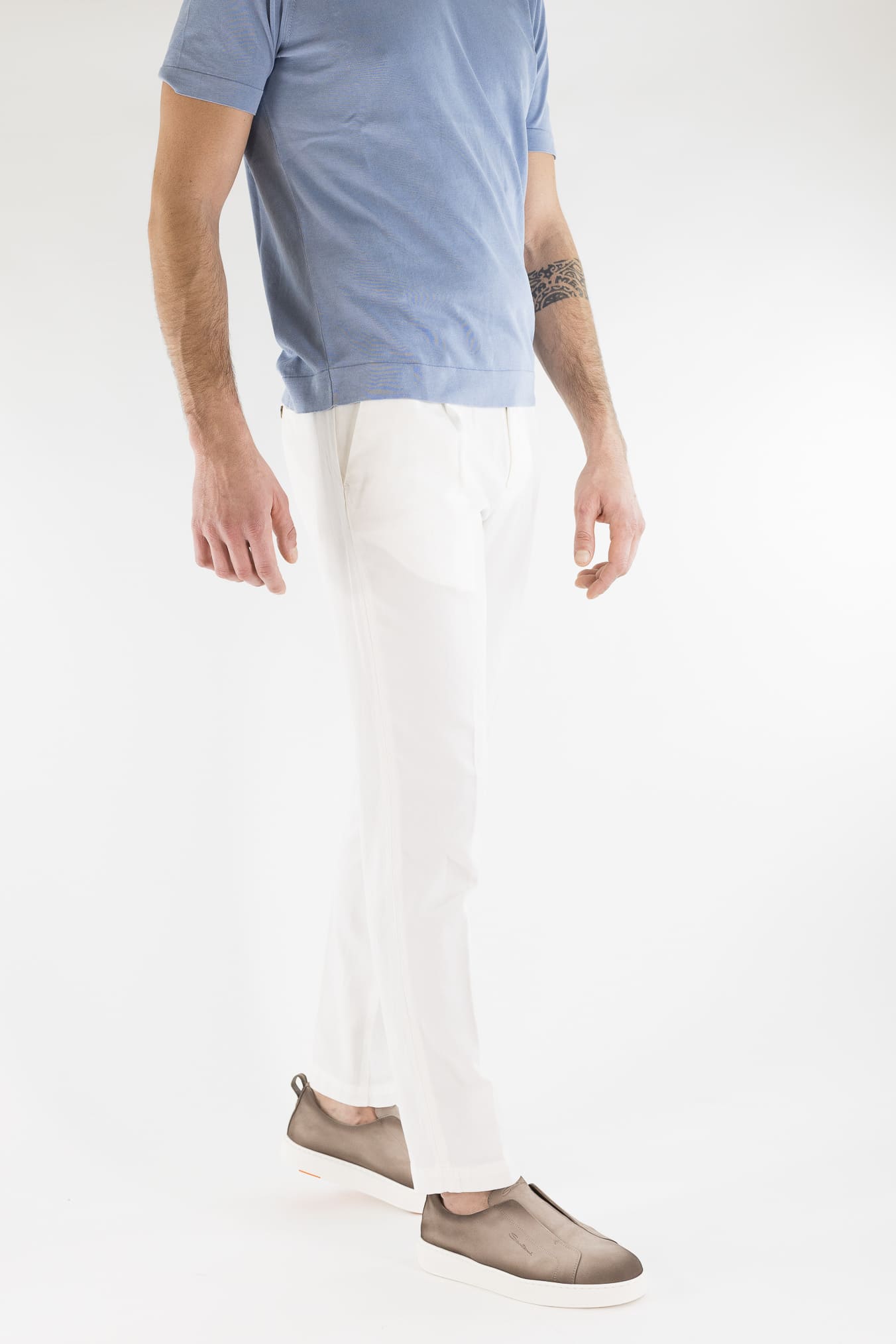 MYTHS Pantaloni Ice Cotton Pinces Bianco
