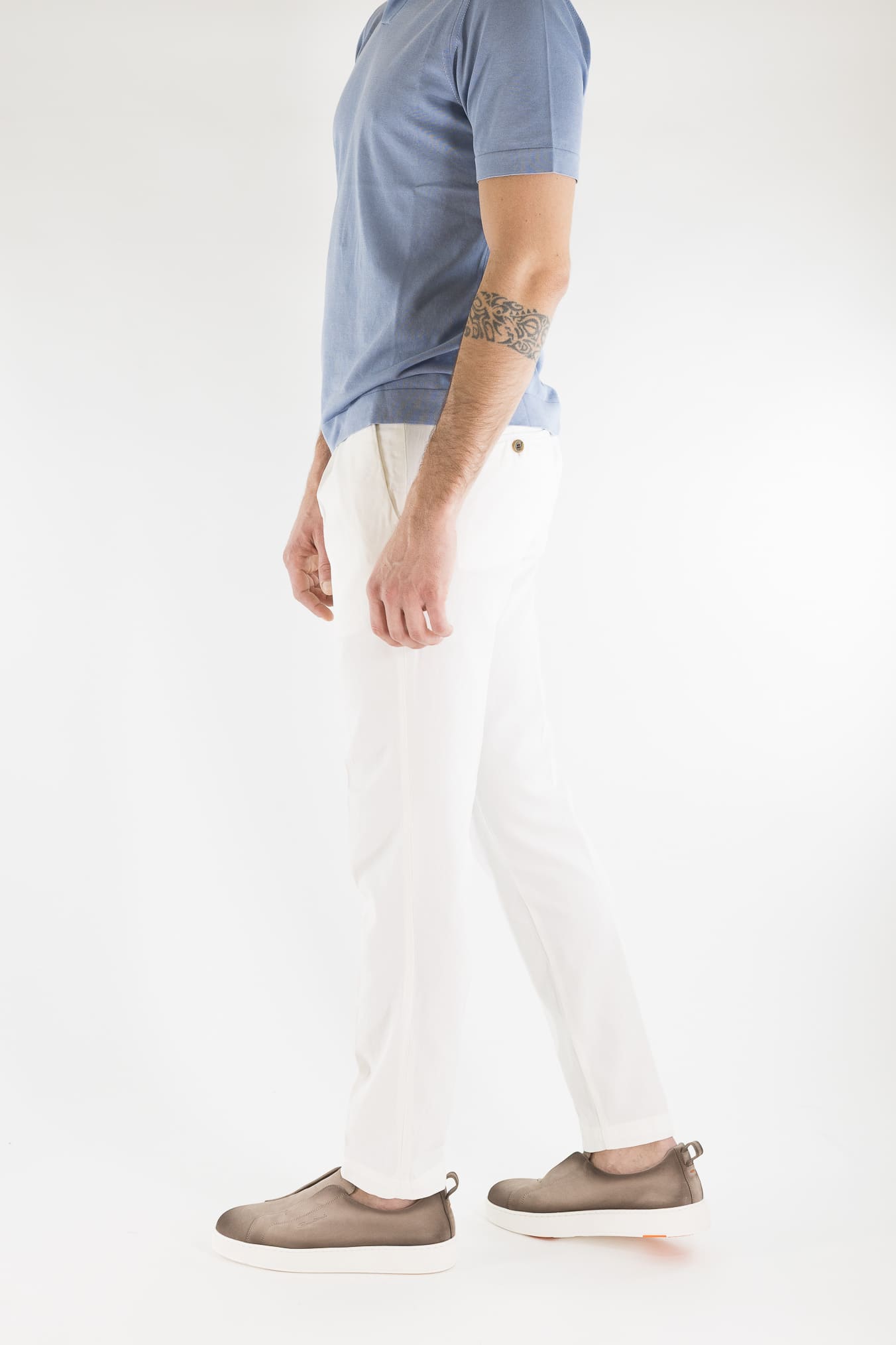 MYTHS Pantaloni Ice Cotton Pinces Bianco