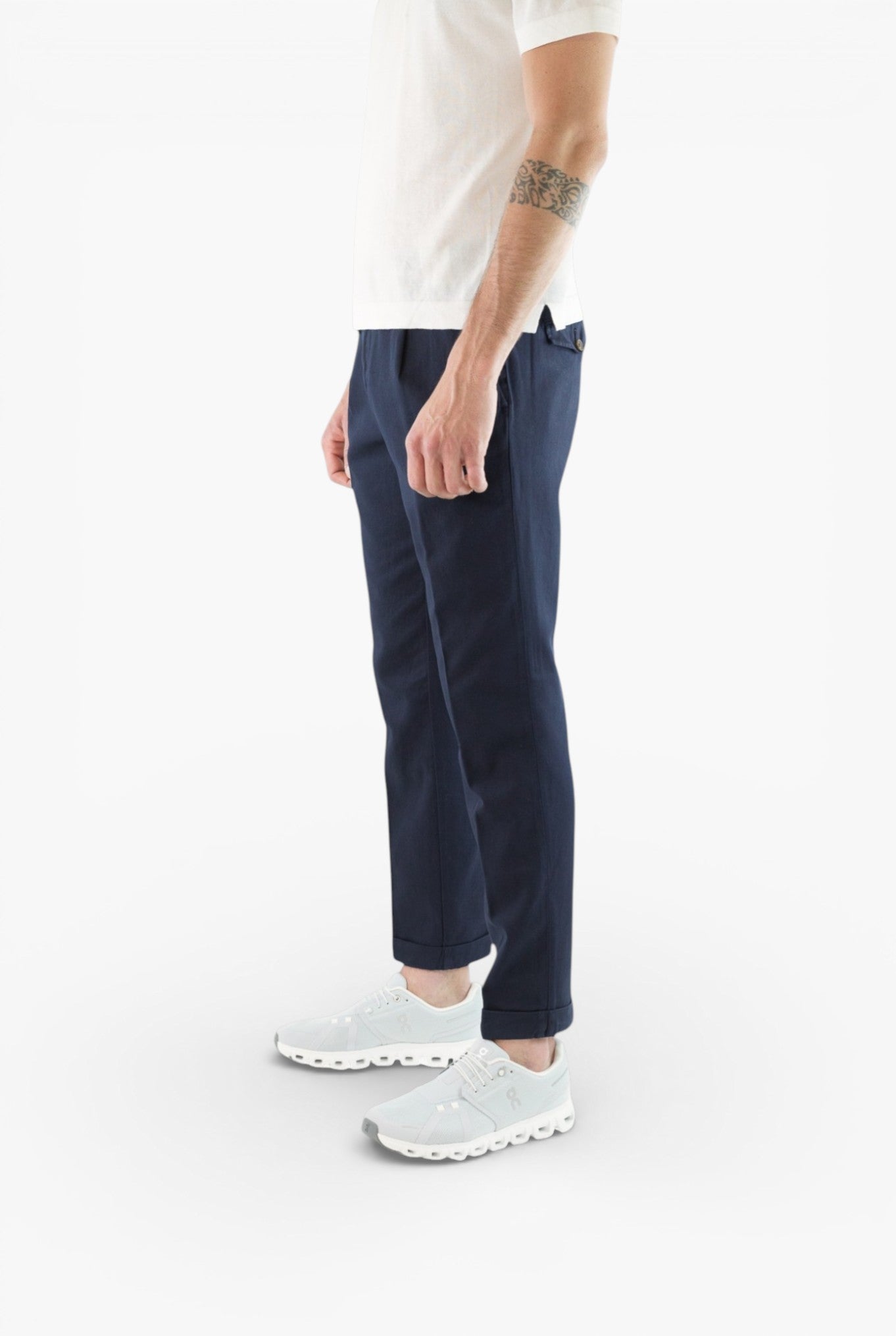 MYTHS Pantaloni Ice Cotton Pinces Blu Navy