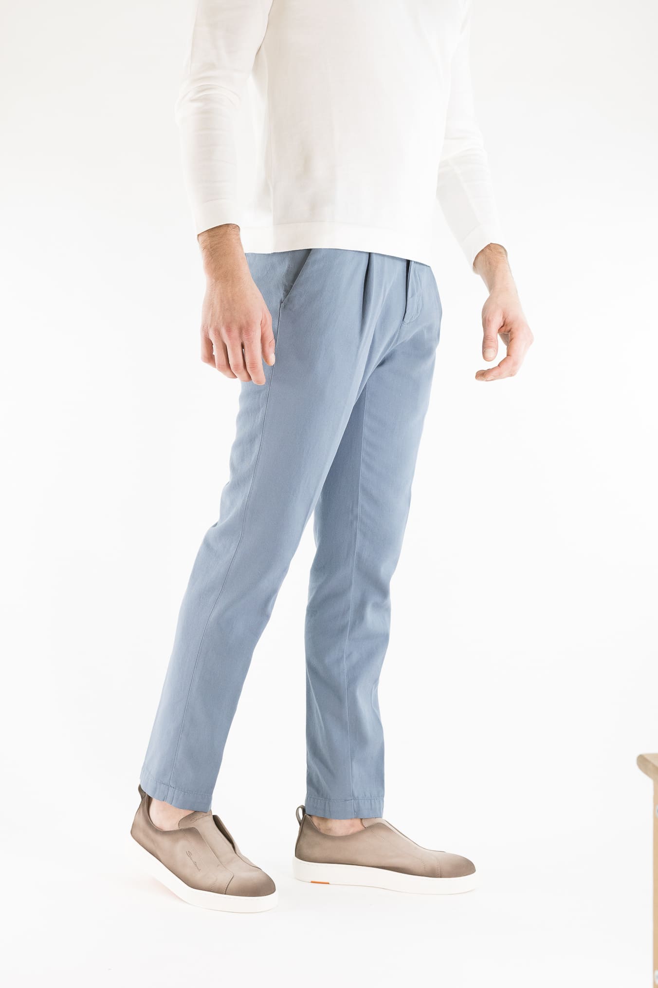 MYTHS Pantaloni Ice Cotton Pinces Avio