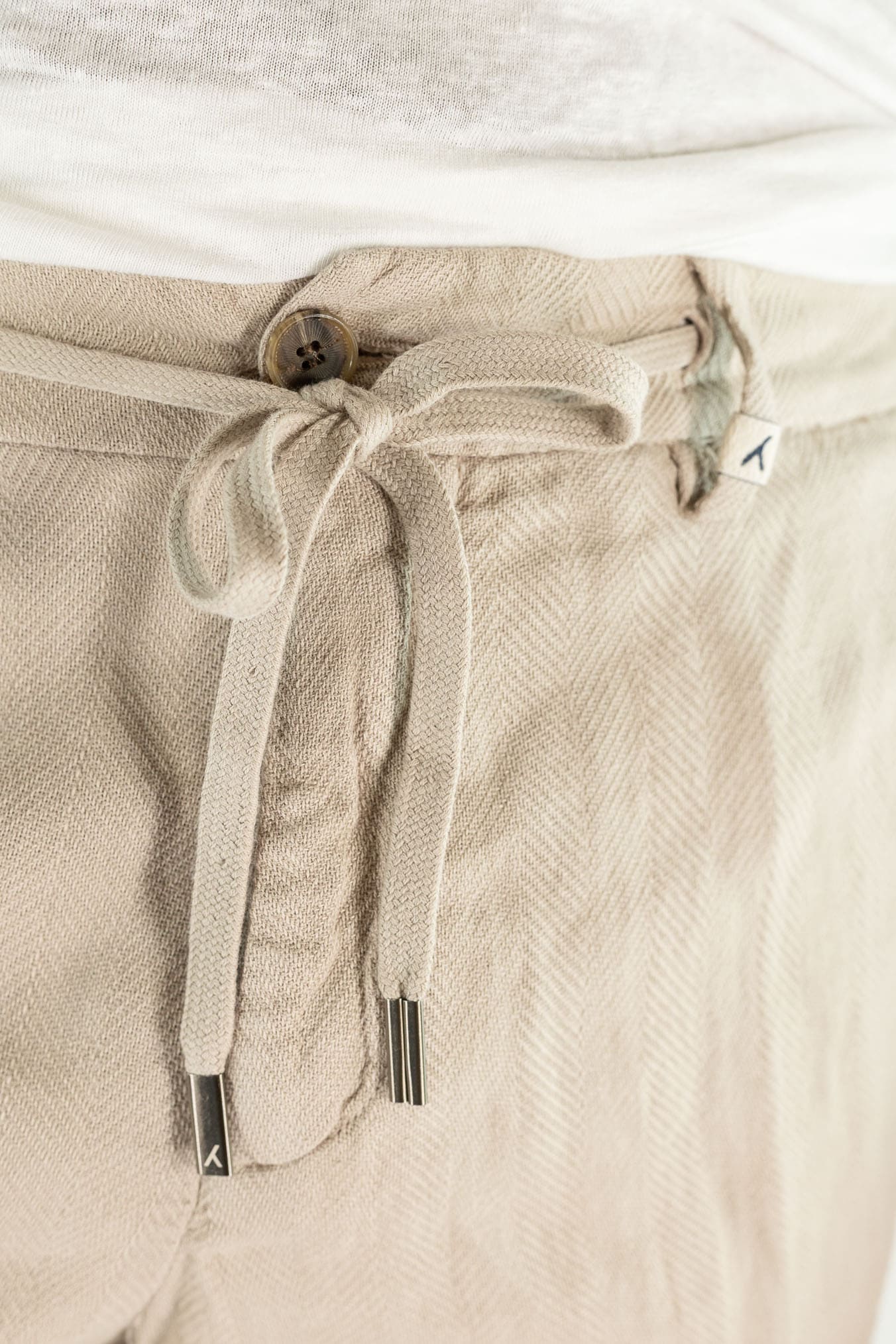 MYTHS Bermuda Spigati Cotone Lino Beige