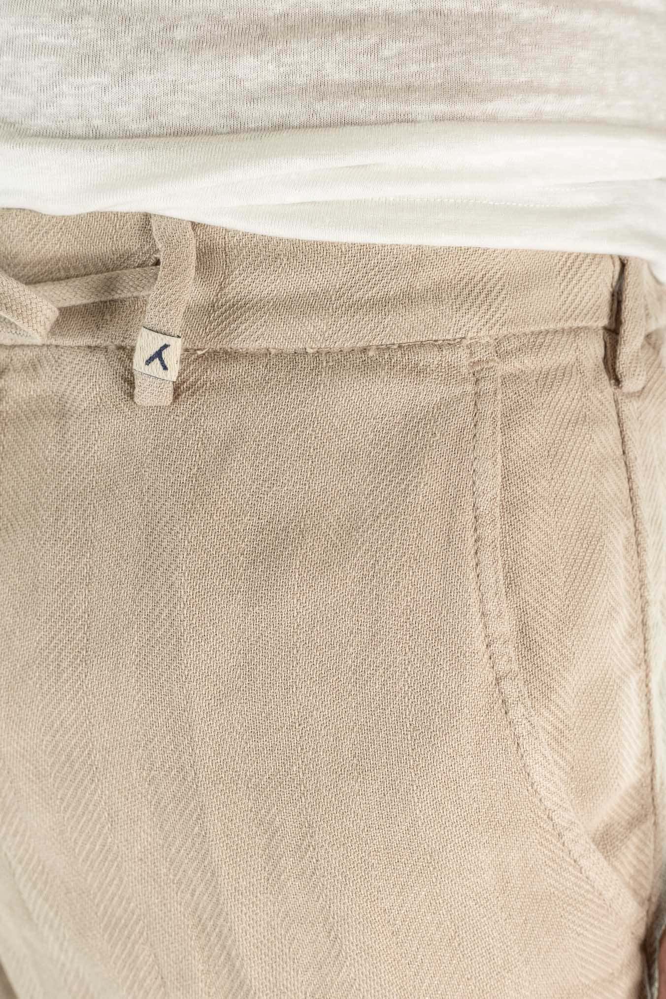 MYTHS Bermuda Spigati Cotone Lino Beige