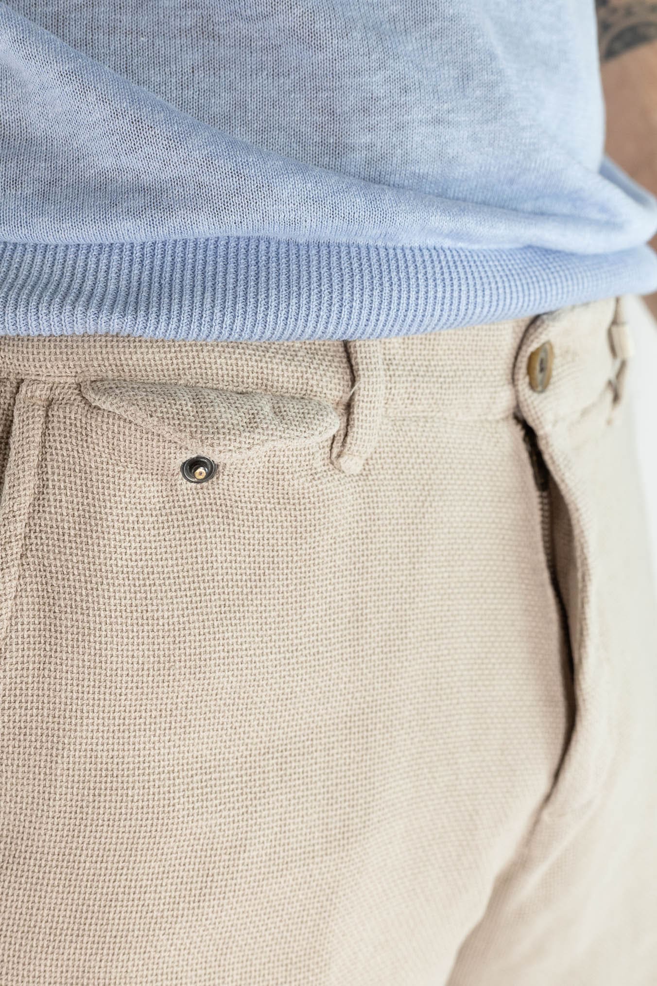 MYTHS Bermuda Armatura Cotone Lino Beige