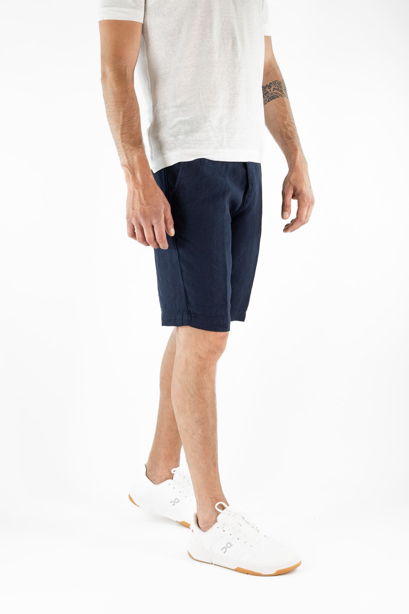 MYTHS Bermuda Armatura Cotone Lino Blu