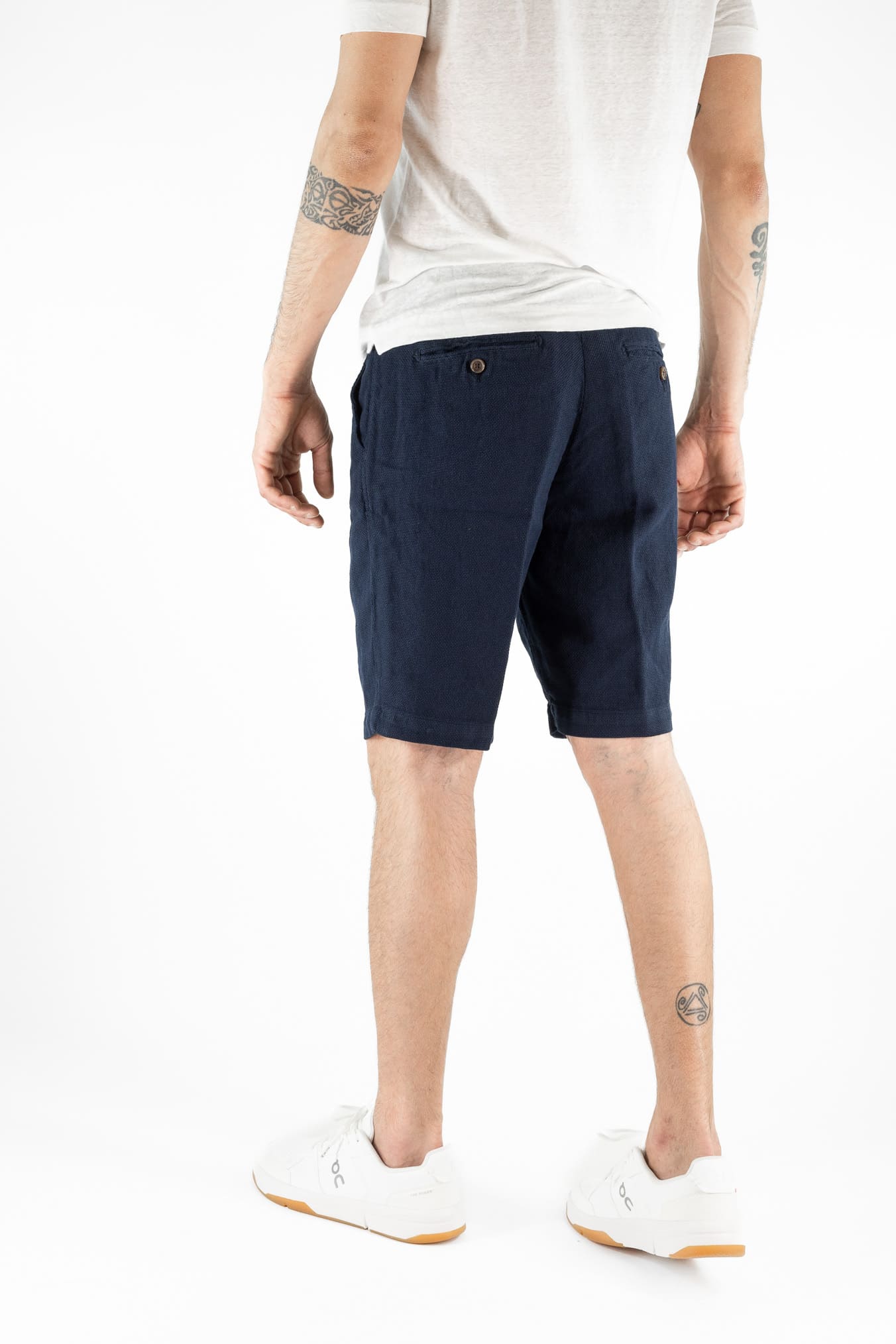 MYTHS Bermuda Armatura Cotone Lino Blu
