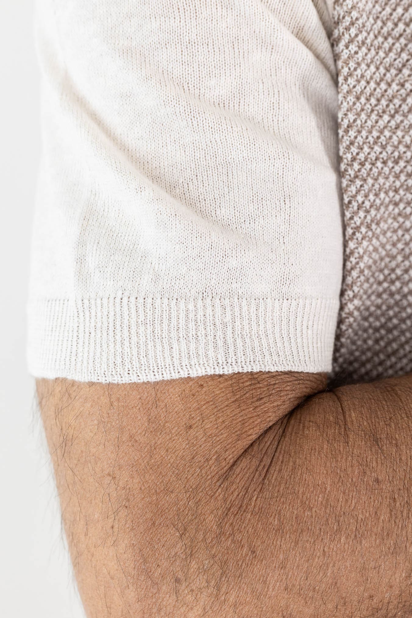 OTTAVIANI Polo Skipper Bicolore Cotone Lino Beige/Panna