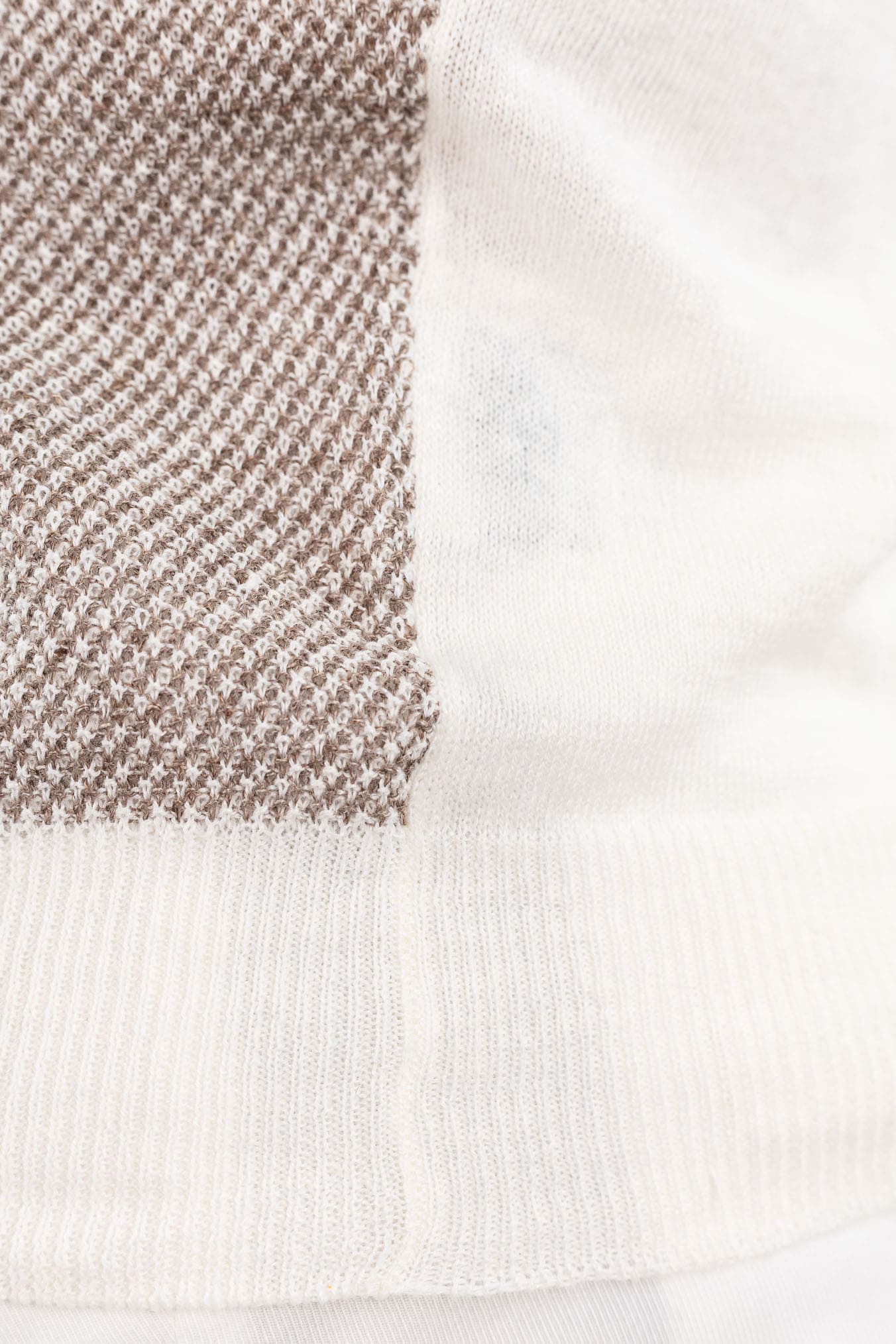 OTTAVIANI Polo Skipper Bicolore Cotone Lino Beige/Panna