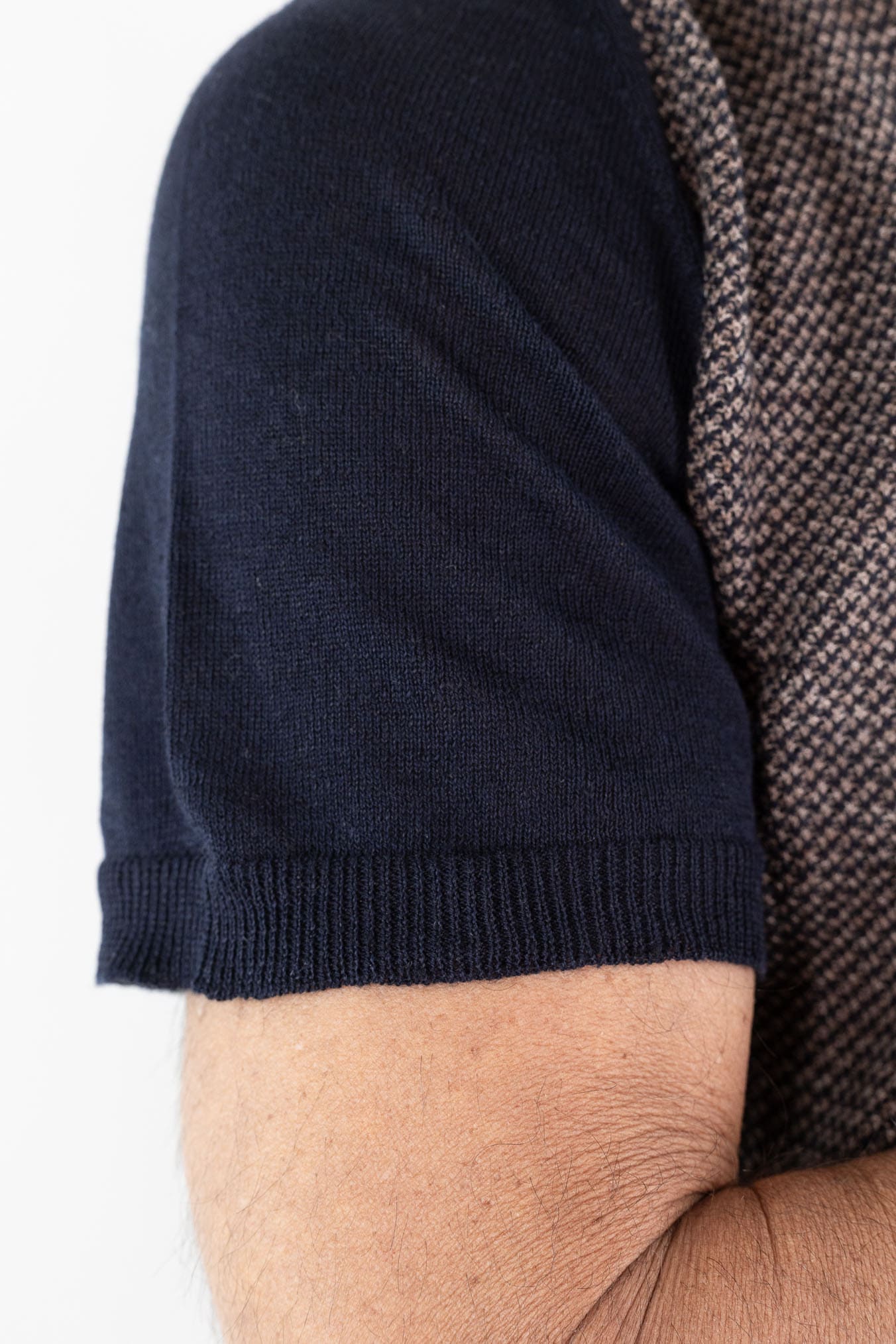 OTTAVIANI Polo Skipper Bicolore Cotone Lino Marrone/Blu