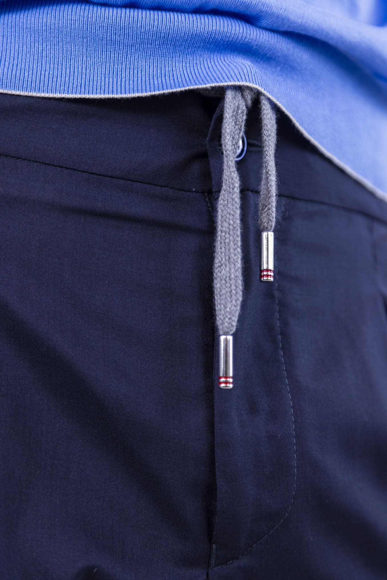 PESCAROLO Pantaloni mod.Chiaia con Coulisse e Pinces Superlight Lana e Seta Blu