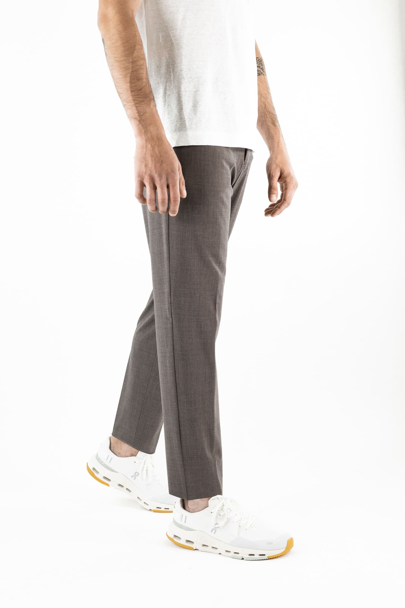 PESCAROLO Pantaloni "Evo" Lana Crepe Tortora