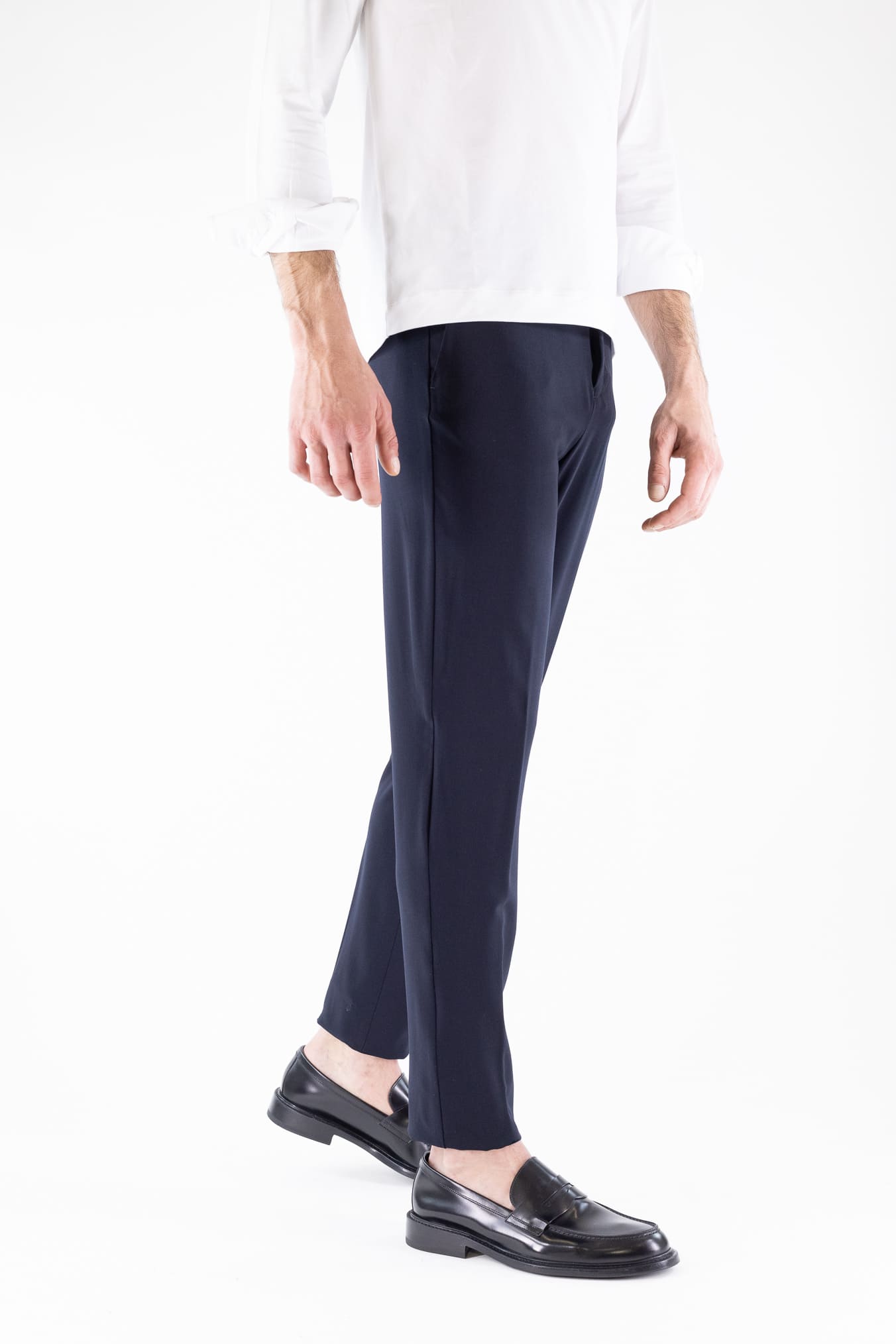 PESCAROLO Pantaloni "Evo" Lana Crepe Blu