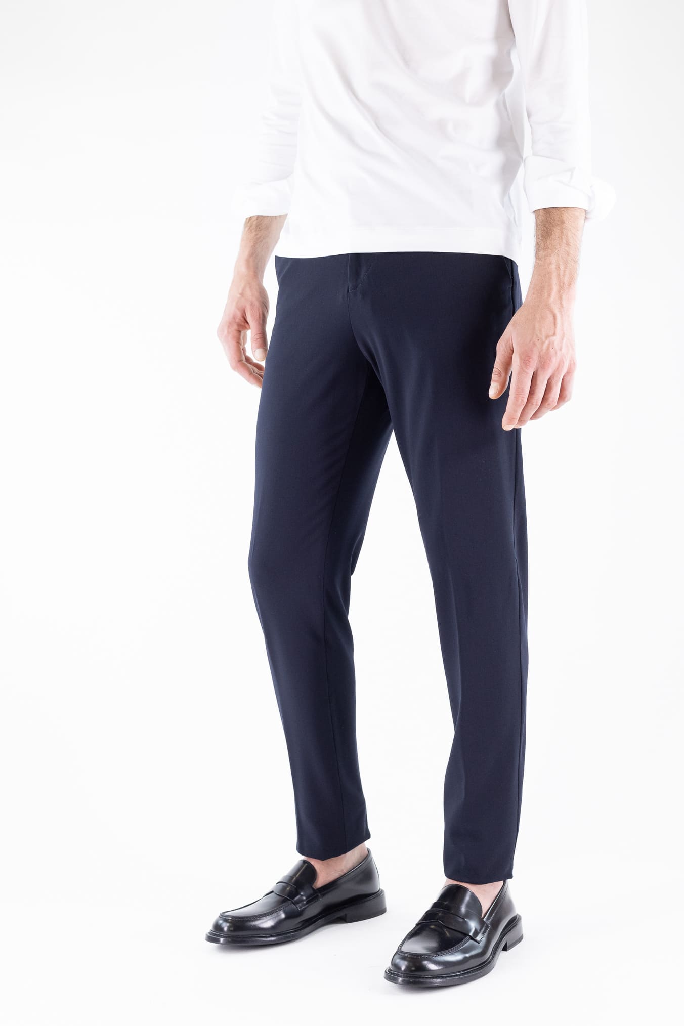 PESCAROLO Pantaloni "Evo" Lana Crepe Blu