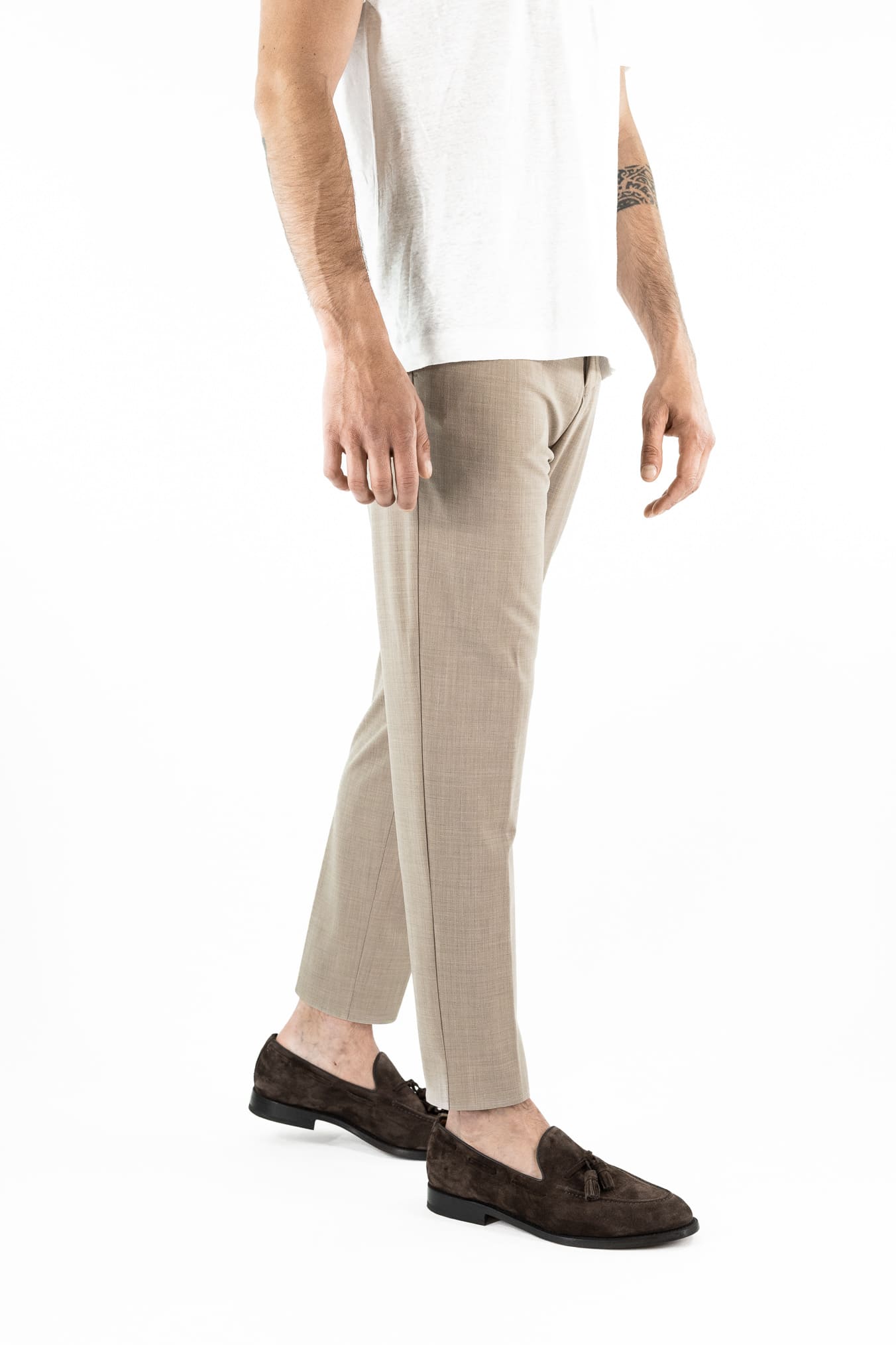PESCAROLO Pantaloni "Evo" Lana Crepe Beige