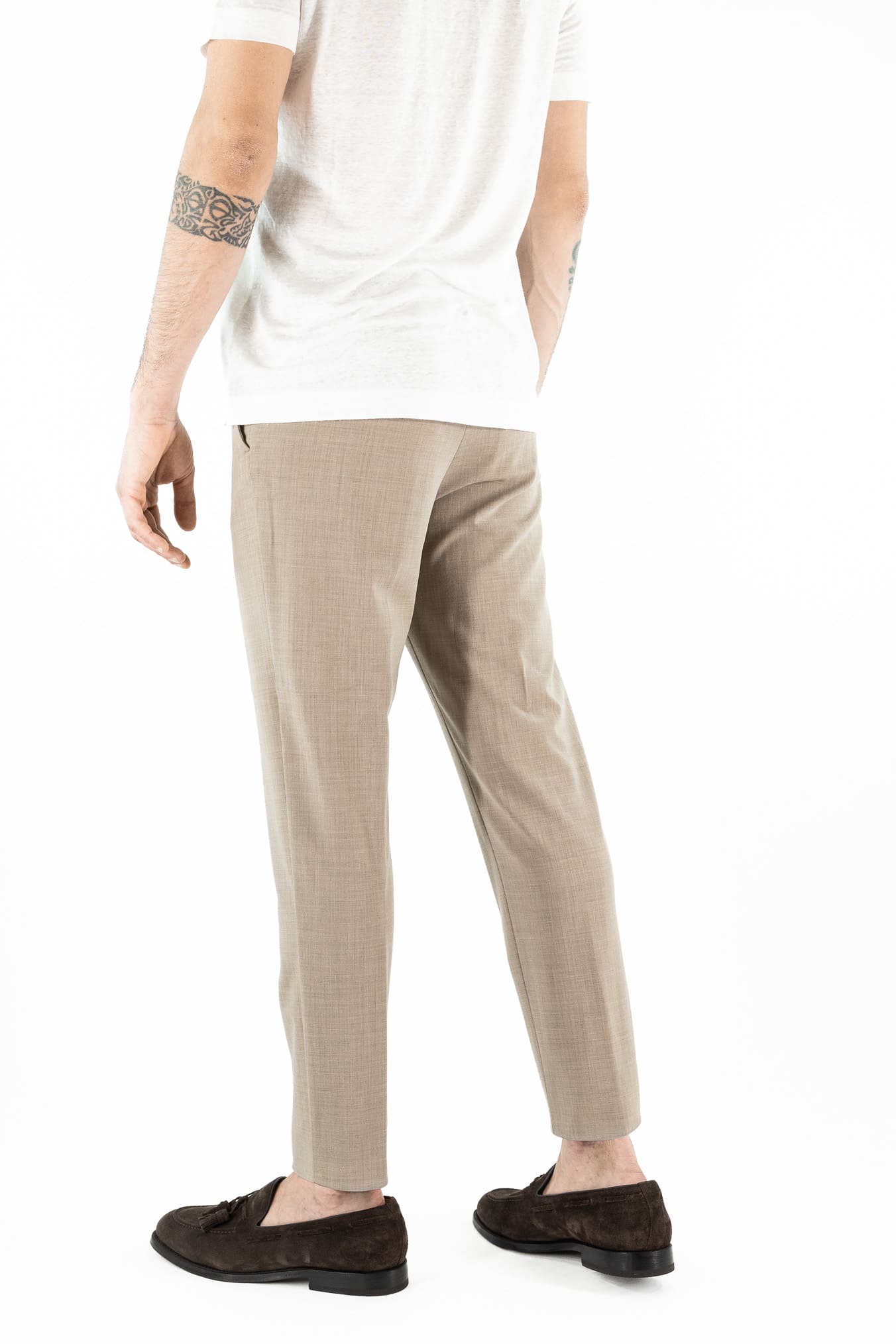 PESCAROLO Pantaloni "Evo" Lana Crepe Beige