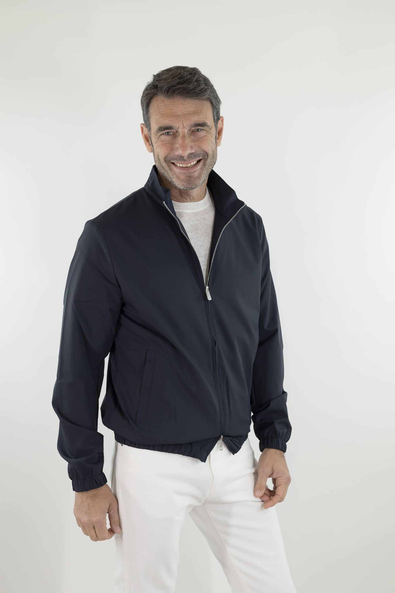 PESCAROLO Giubbino Reversibile Lana Crêpe/Tecnico Blu