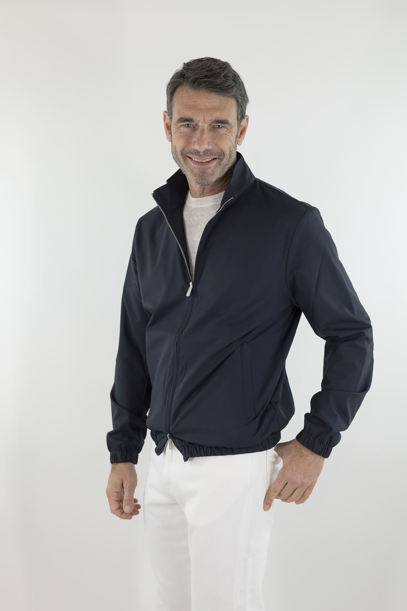 PESCAROLO Giubbino Reversibile Lana Crêpe/Tecnico Blu