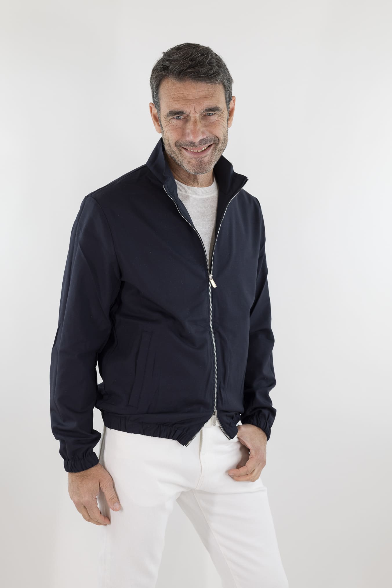 PESCAROLO Giubbino Reversibile Lana Crêpe/Tecnico Blu