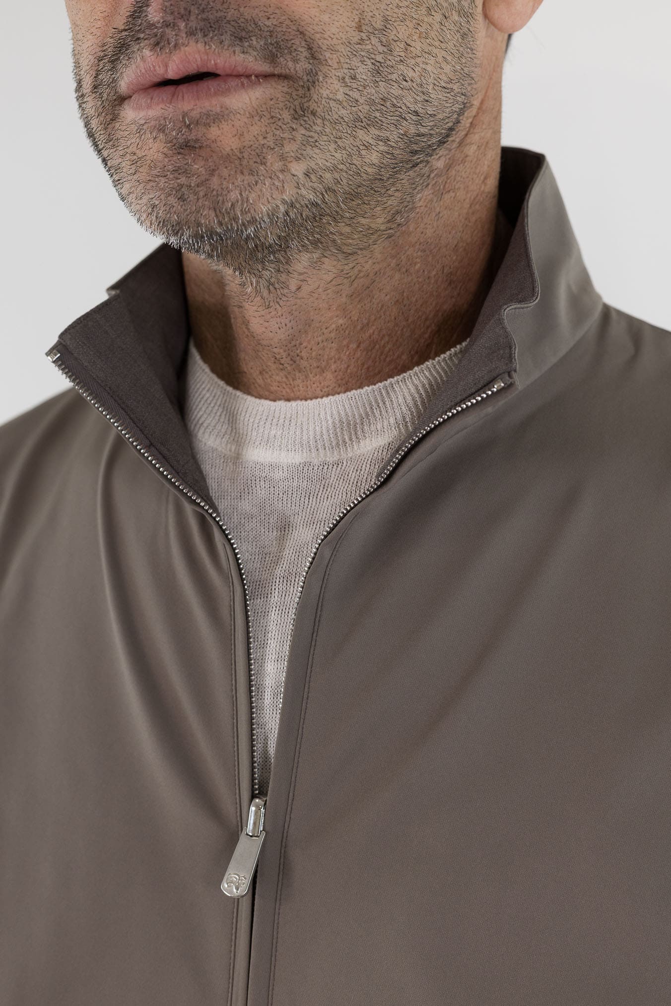 PESCAROLO Giubbino Reversibile Lana Crêpe/Tecnico Tortora