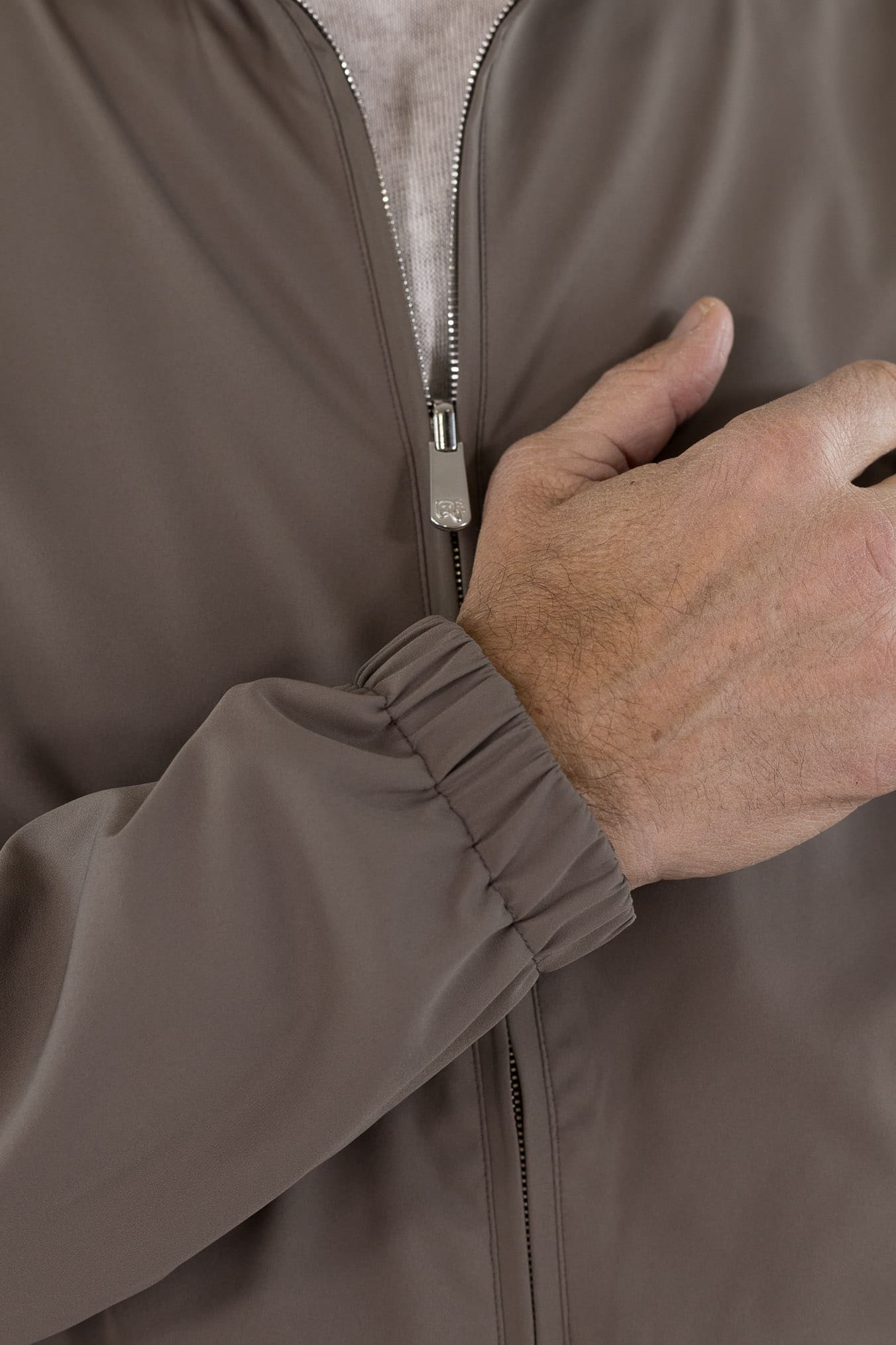 PESCAROLO Giubbino Reversibile Lana Crêpe/Tecnico Tortora