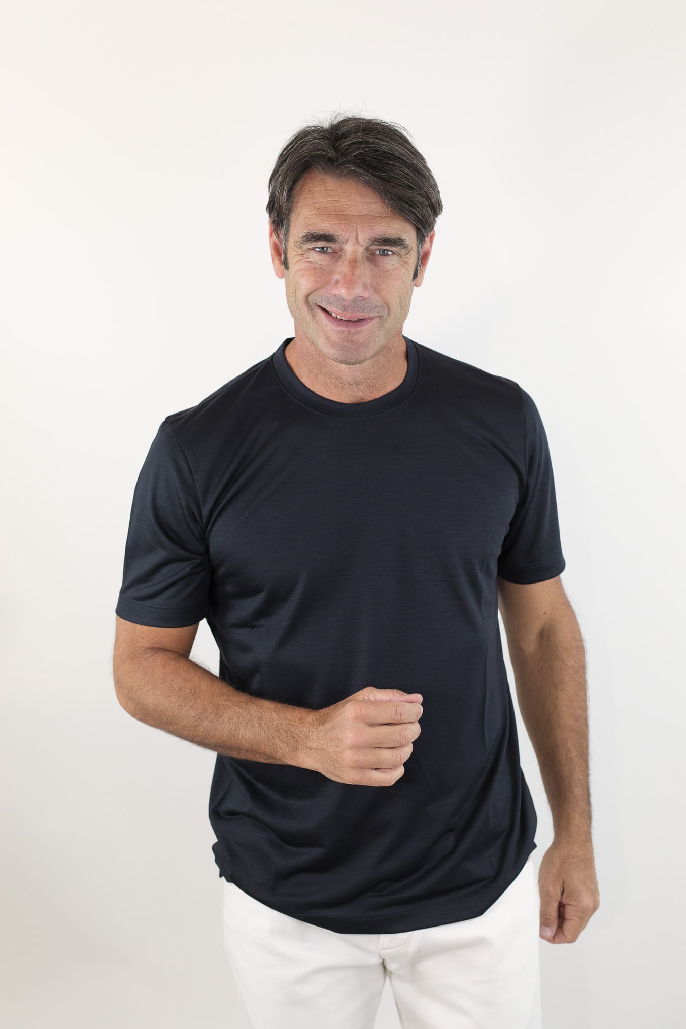 PESCAROLO T-Shirt James Jersey Lana Blu Scuro