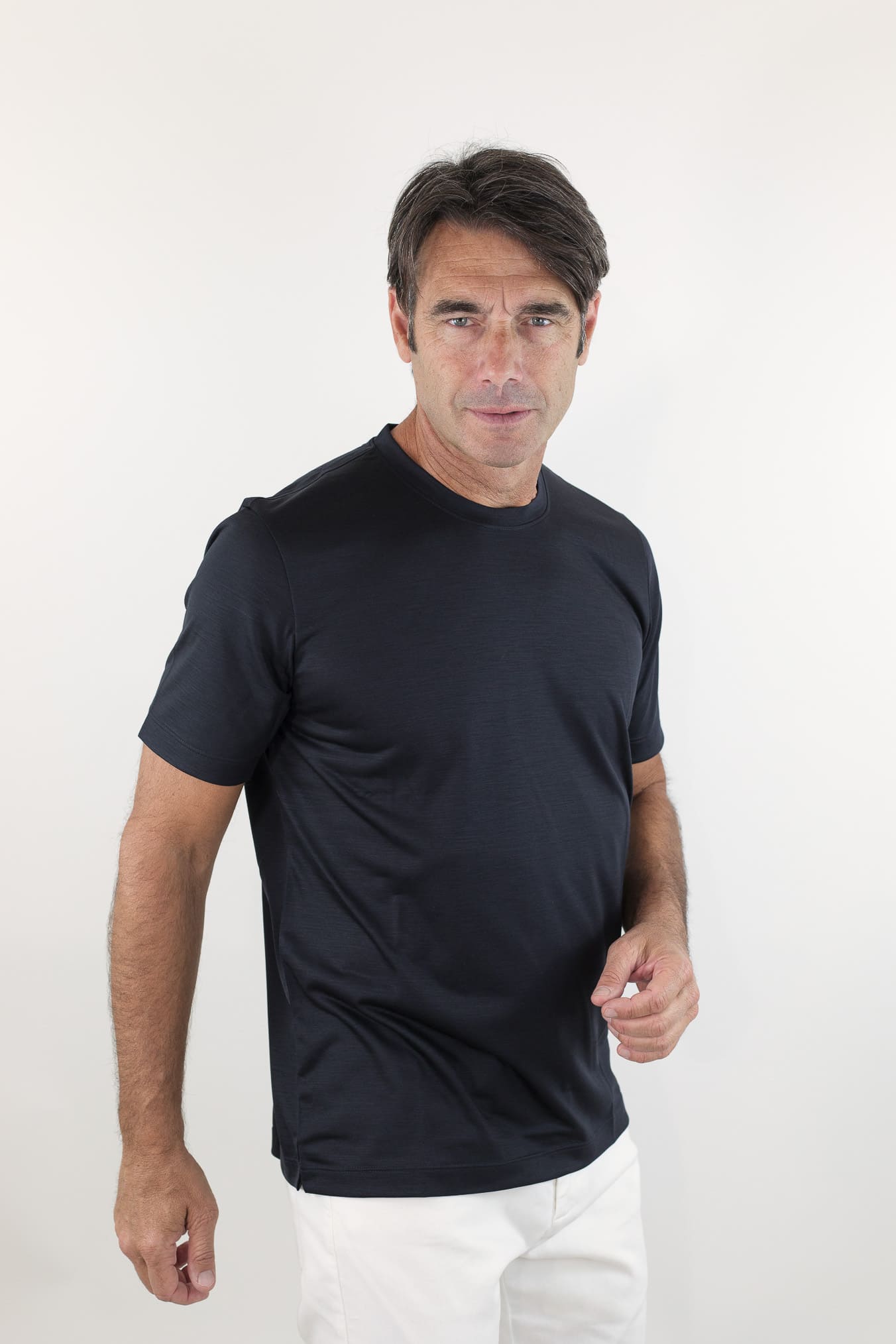 PESCAROLO T-Shirt James Jersey Lana Blu Scuro