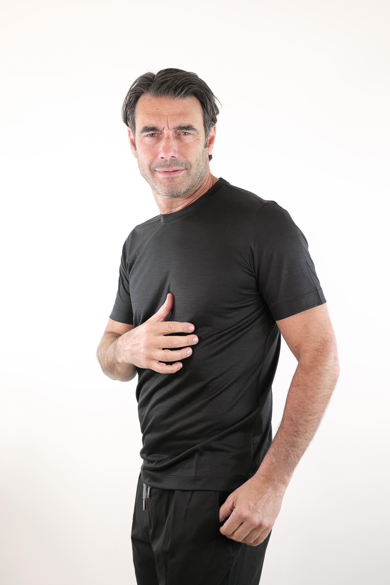 PESCAROLO T-Shirt James Jersey Lana Nero