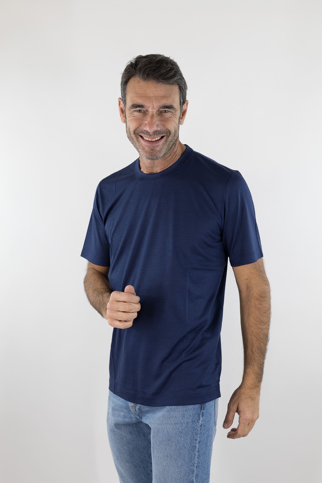 PESCAROLO T-Shirt "James" Jersey Lana Superlight Blu Royal