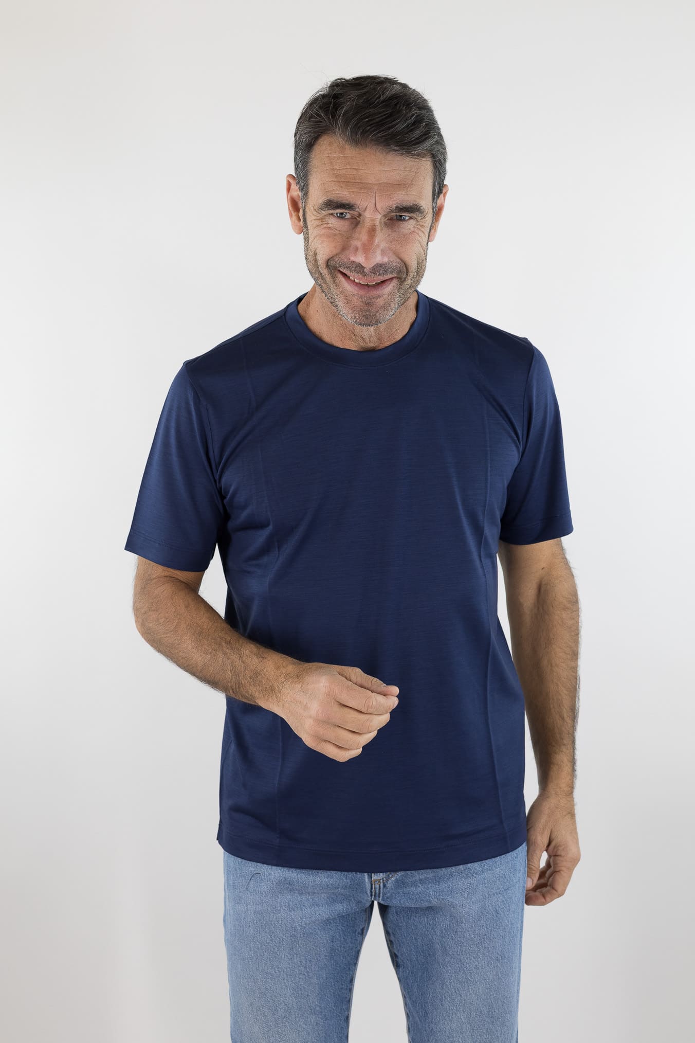 PESCAROLO T-Shirt "James" Jersey Lana Superlight Blu Royal