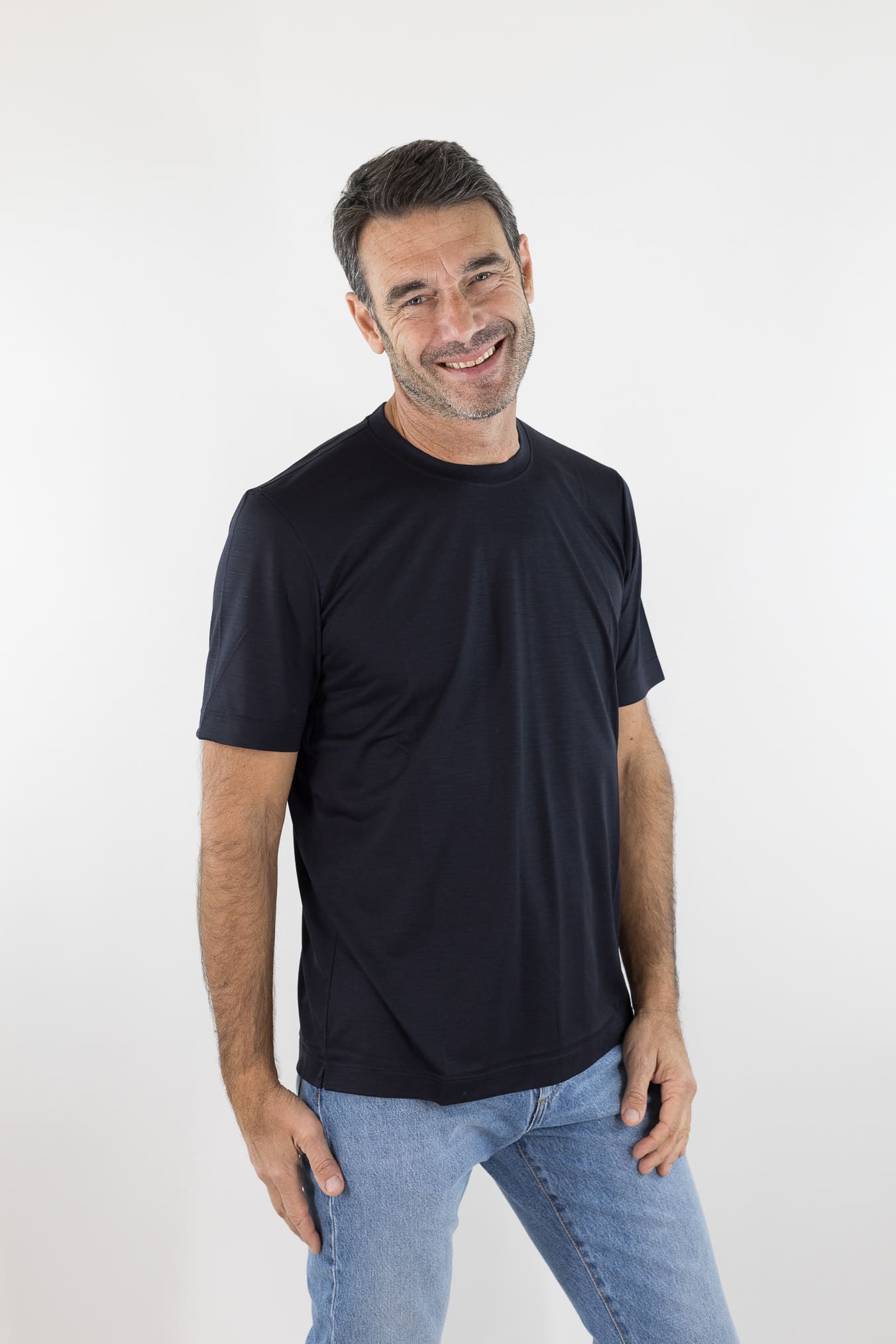 PESCAROLO T-Shirt "James" Jersey Lana Superlight Blu