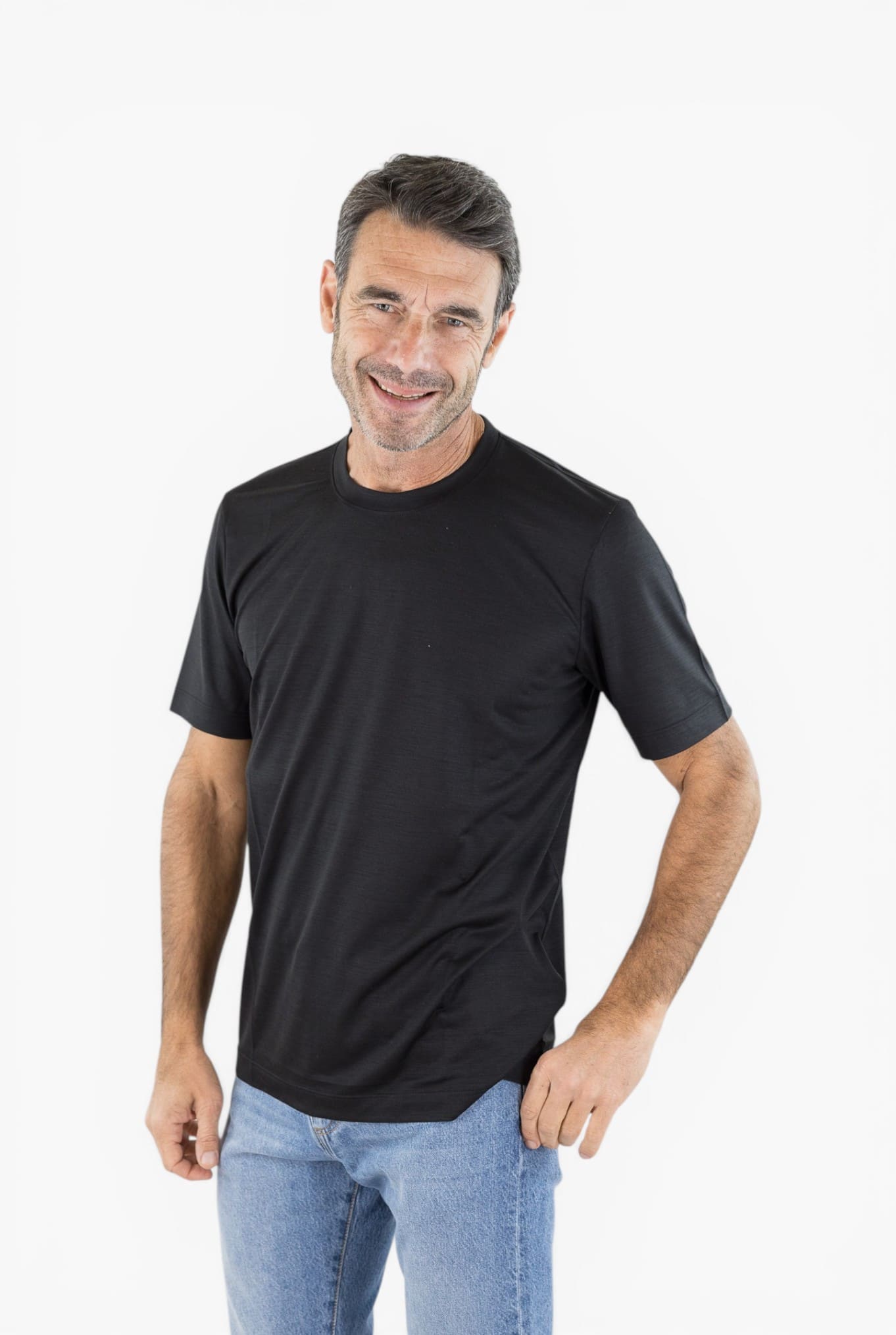 PESCAROLO T-Shirt "James" Jersey Lana Superlight Nera