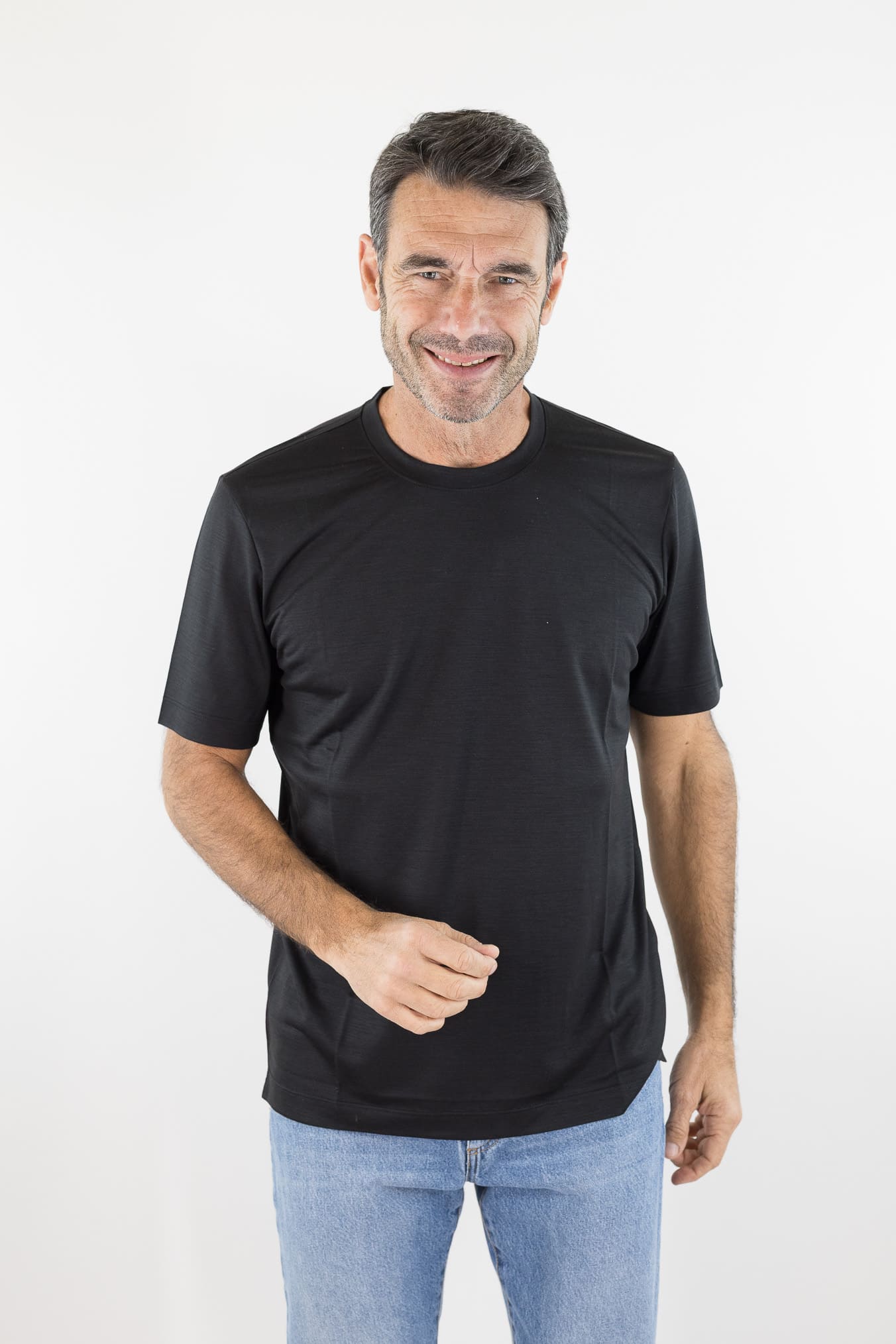 PESCAROLO T-Shirt "James" Jersey Lana Superlight Nera