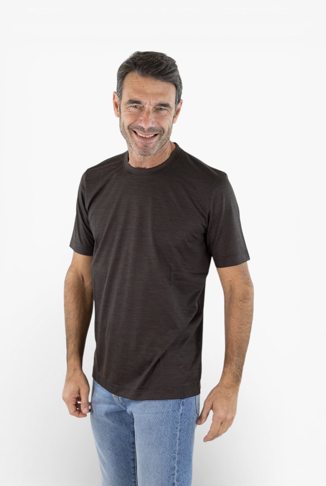 PESCAROLO T-Shirt "James" Jersey Lana Superlight Moro