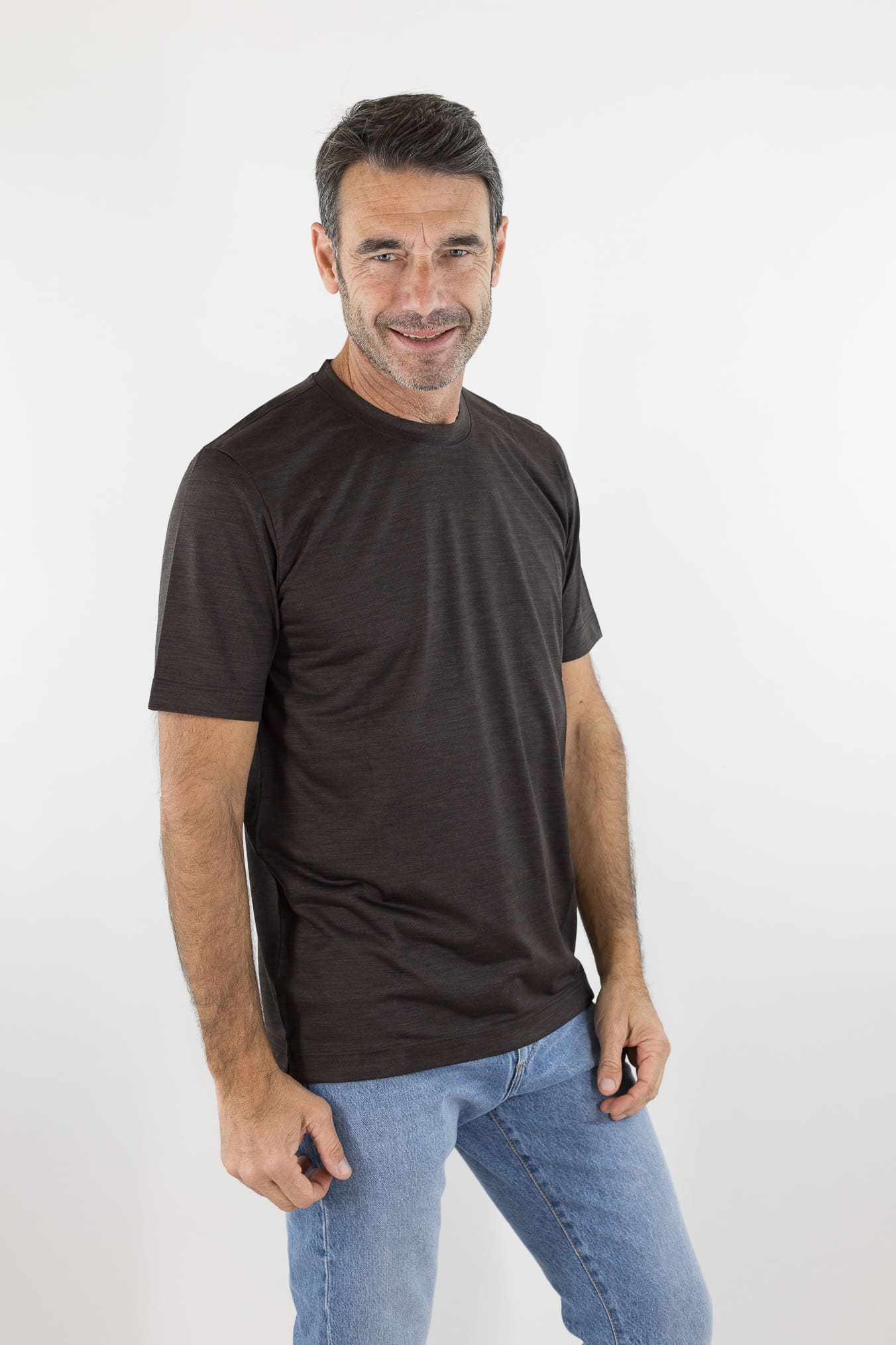 PESCAROLO T-Shirt "James" Jersey Lana Superlight Moro