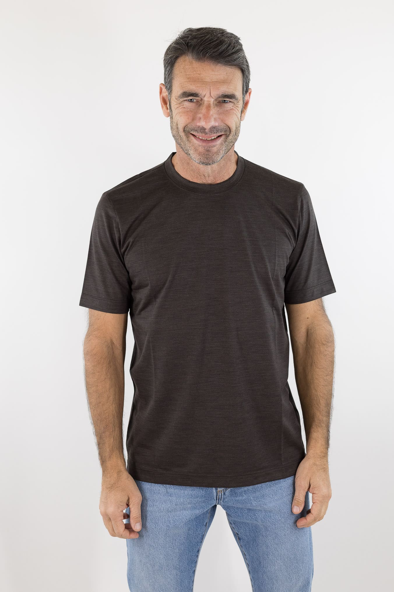 PESCAROLO T-Shirt "James" Jersey Lana Superlight Moro