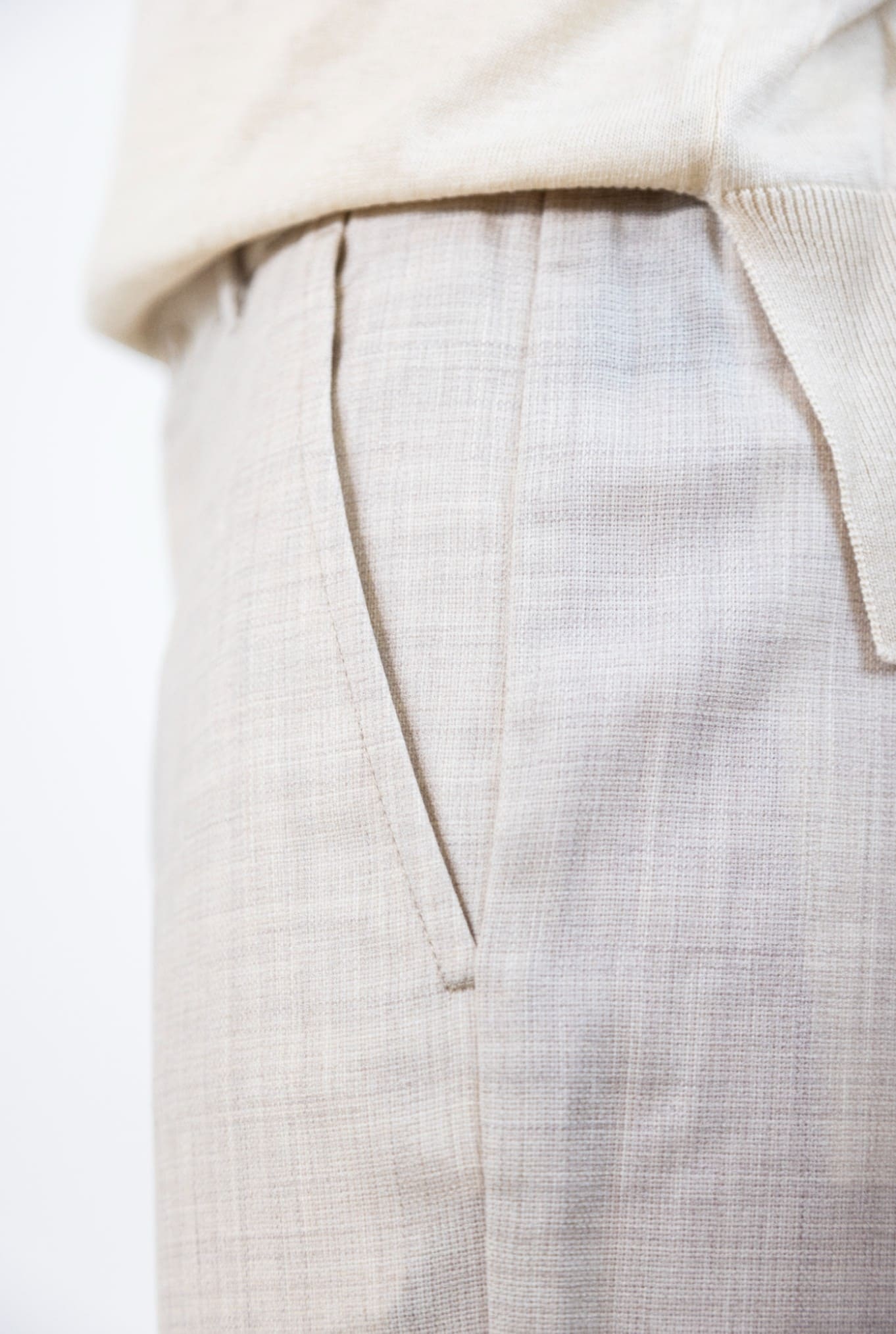 PESCAROLO Pantaloni Coulisse mod. Manu Lana Super 160's Beige Chiaro Mélange