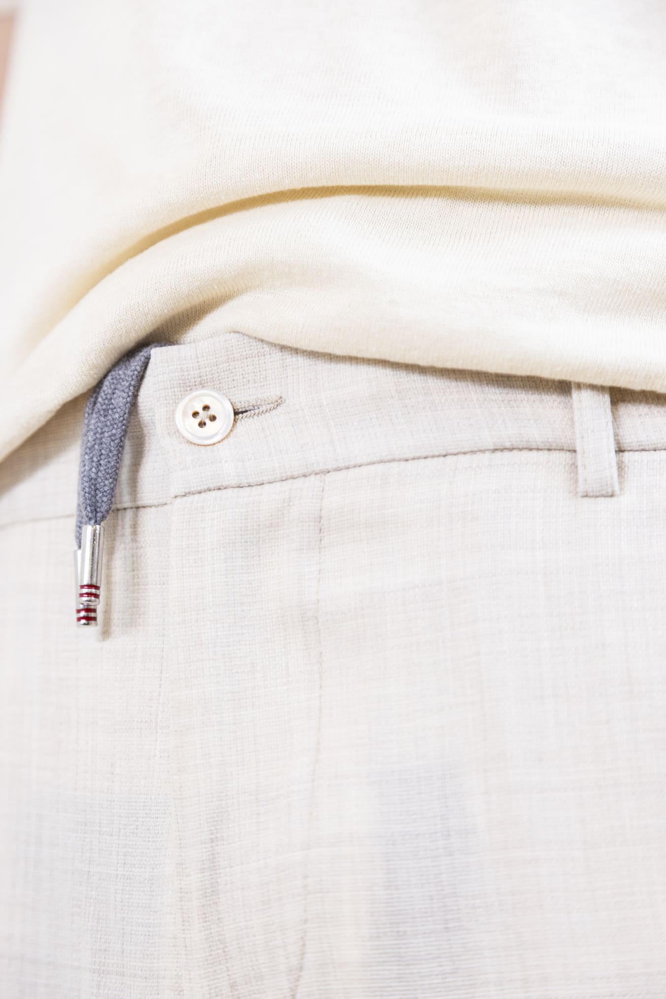 PESCAROLO Pantaloni Coulisse mod. Manu Lana Super 160's Beige Chiaro Mélange