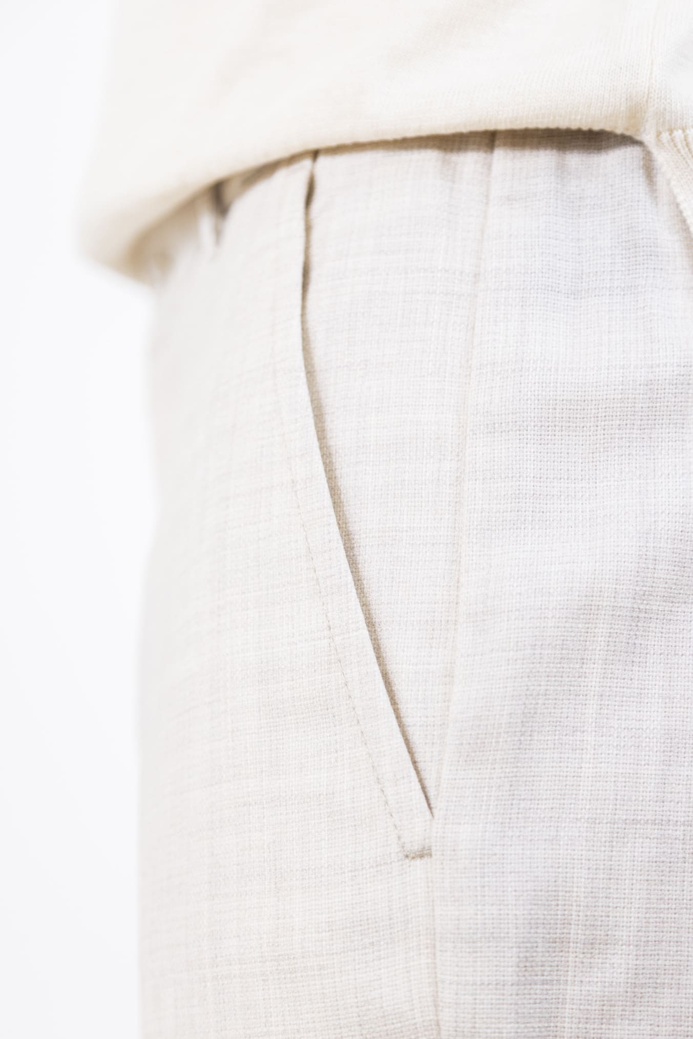 PESCAROLO Pantaloni Coulisse mod. Manu Lana Super 160's Beige Chiaro Mélange