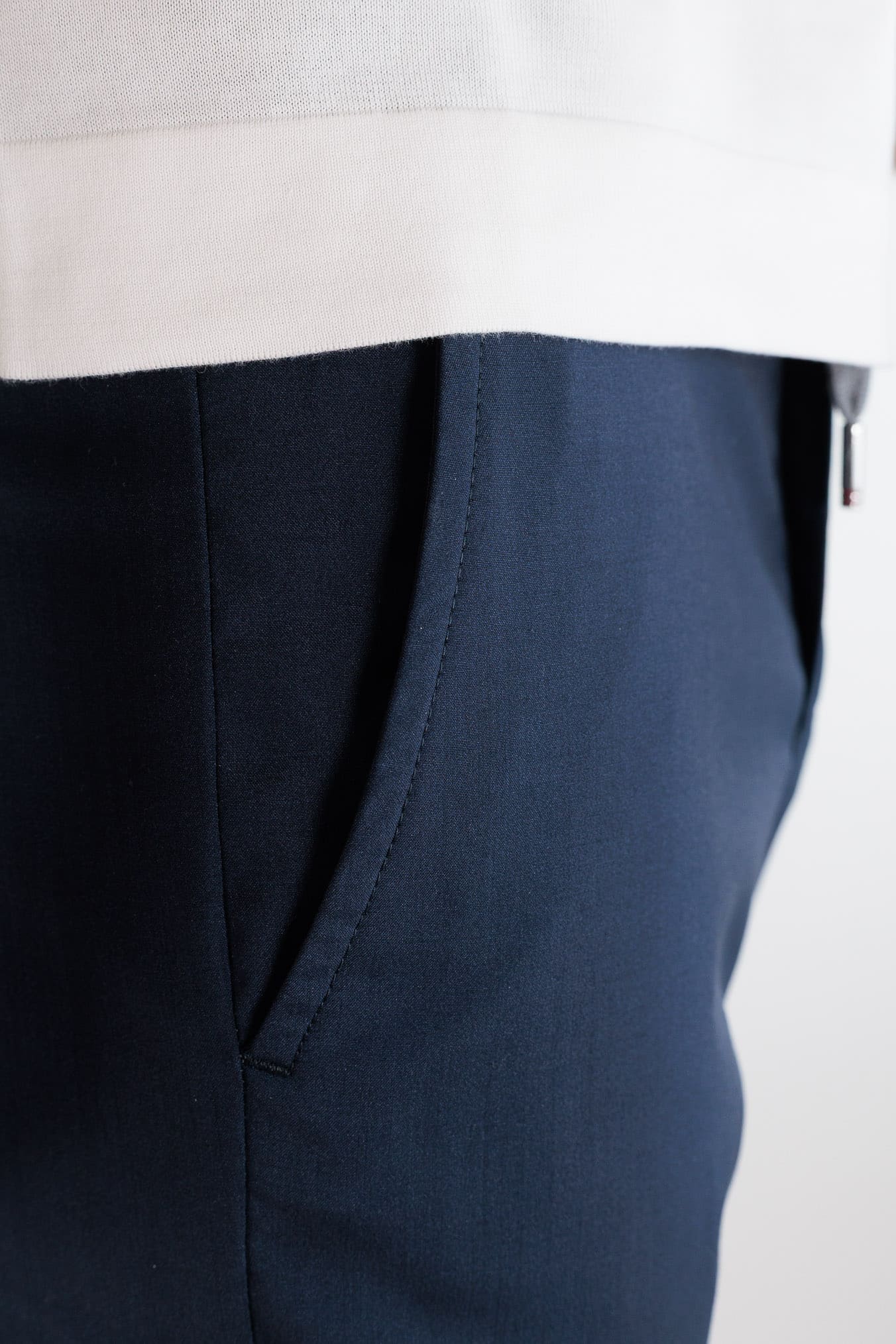 PESCAROLO Pantaloni "Manu" Lana Seta Blu